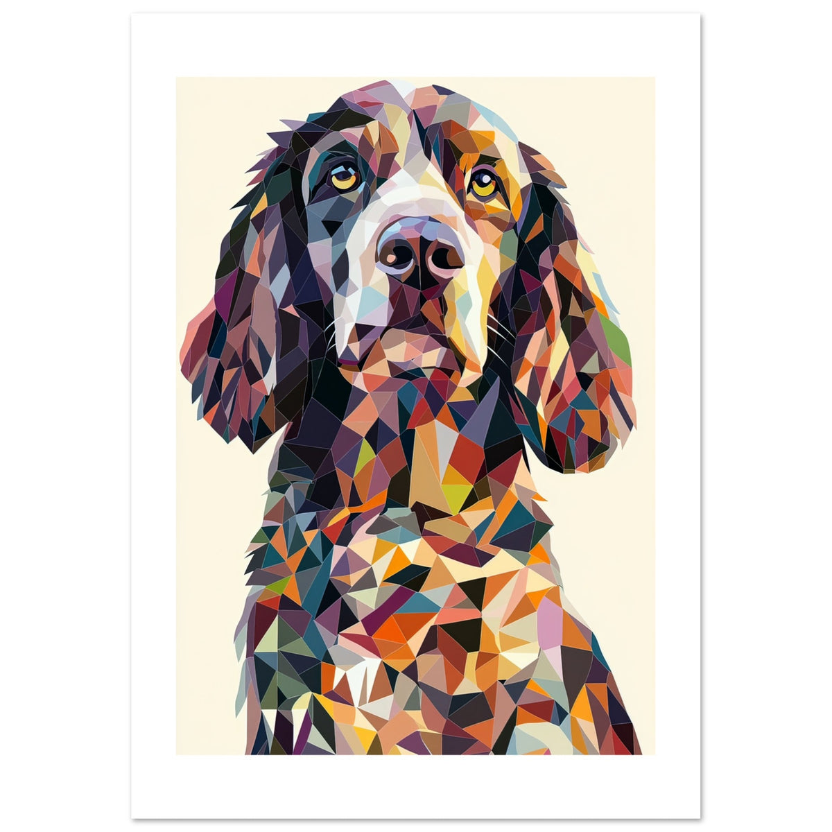 American Water Dog Illustrated with Colorful Triangles 1
