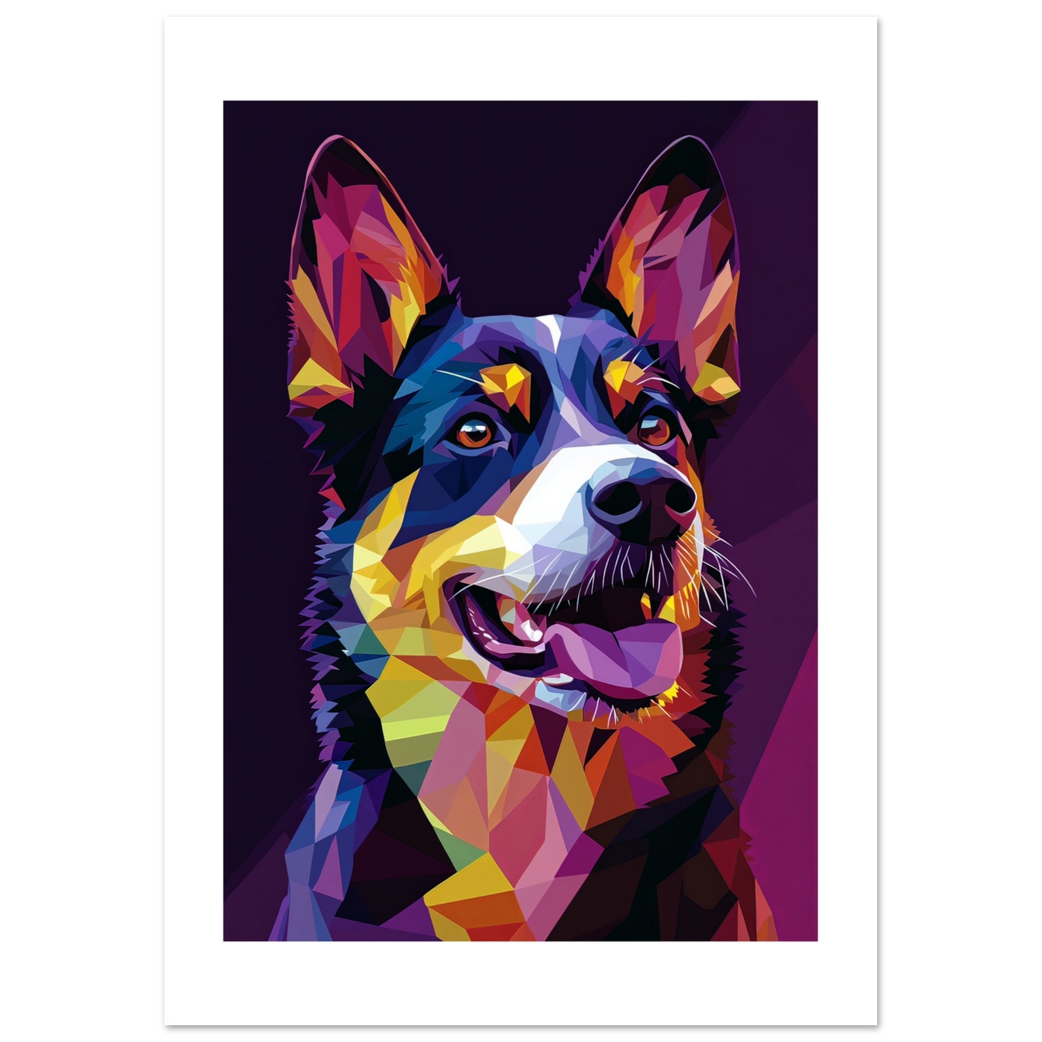 Australian Cattle Dog Illustrated with Colorful Triangles 2