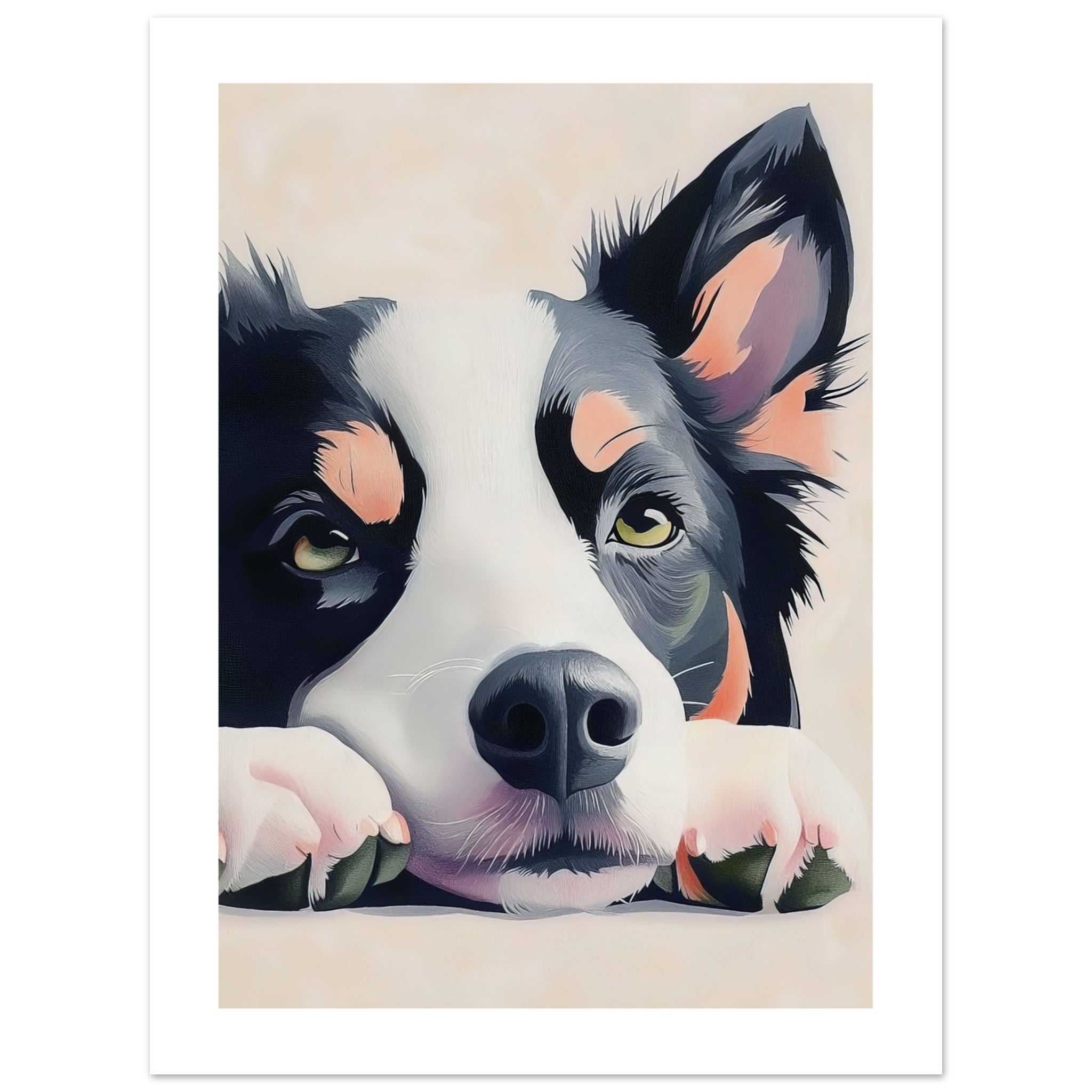 Border Collie Dog Relaxing Pastel Colored