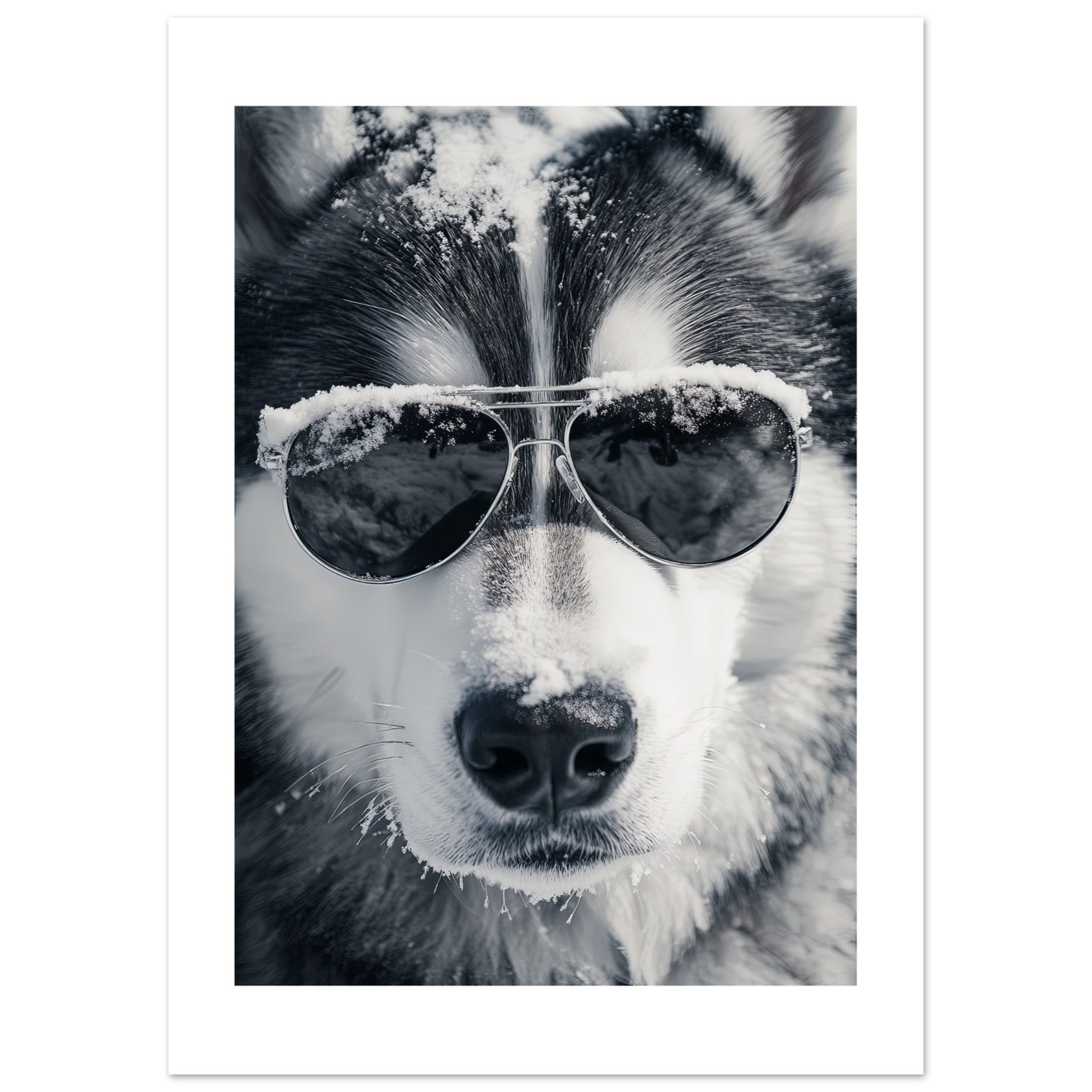 Alaskan Malamute Dog Wearing Pilot Sunglasses