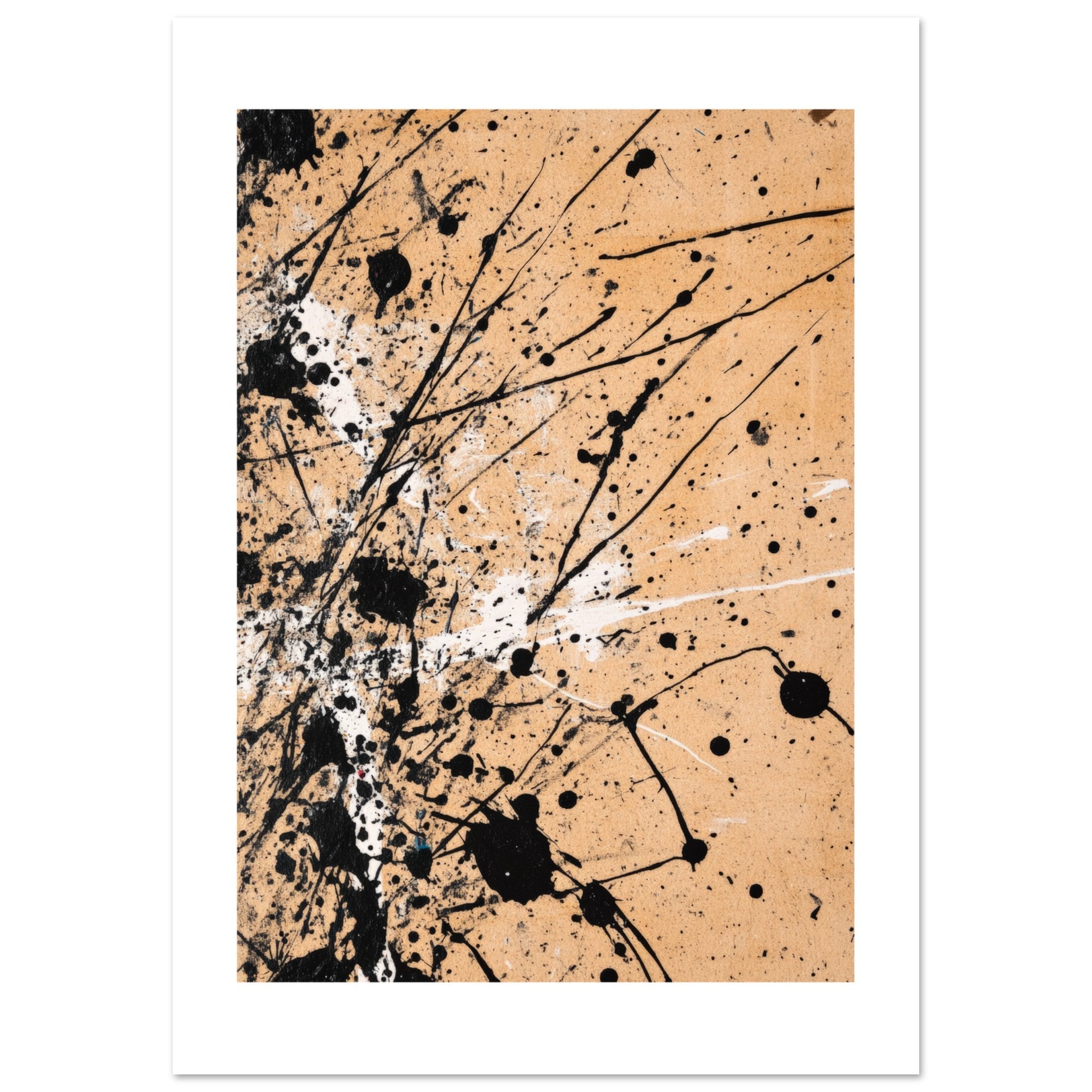 Black and white splashes on beige background 3
