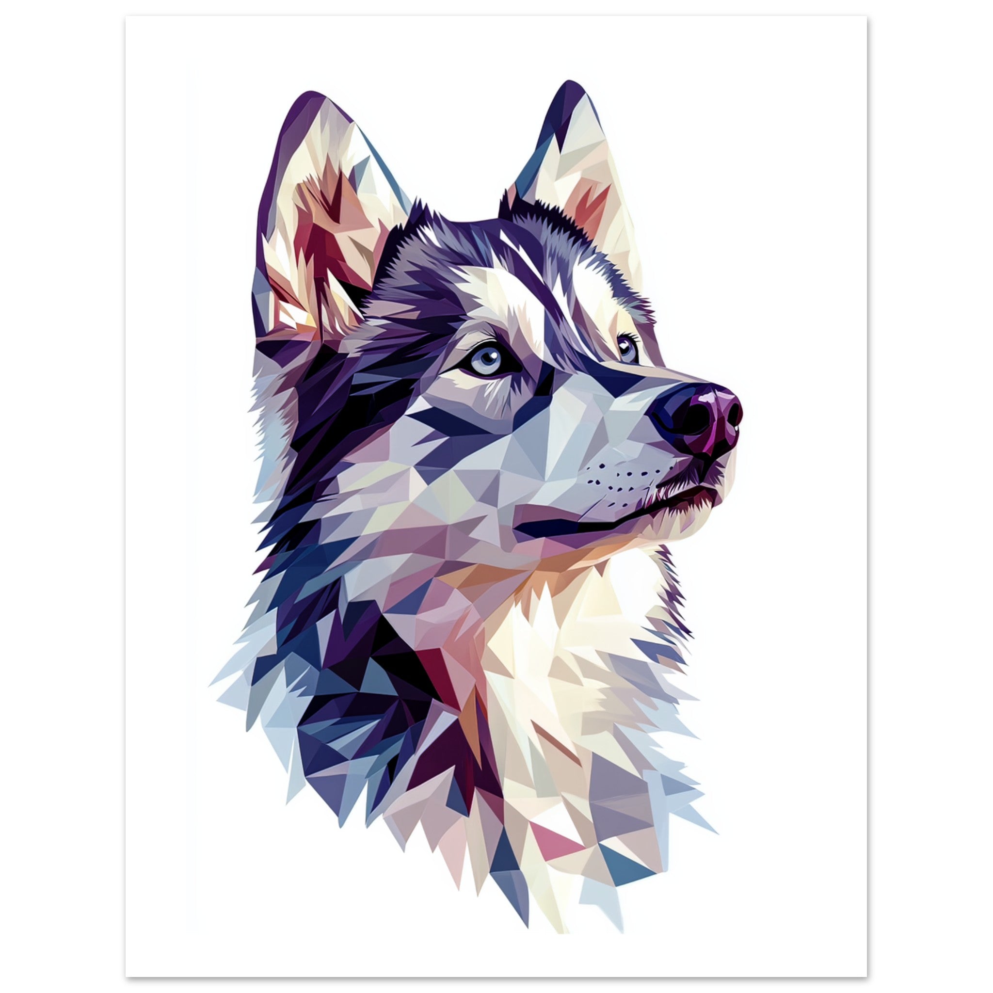 Alaskan Malamute Dog Illustrated with Colorful Triangles 1