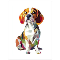 Beagle Dog Illustrated with Colorful Triangles