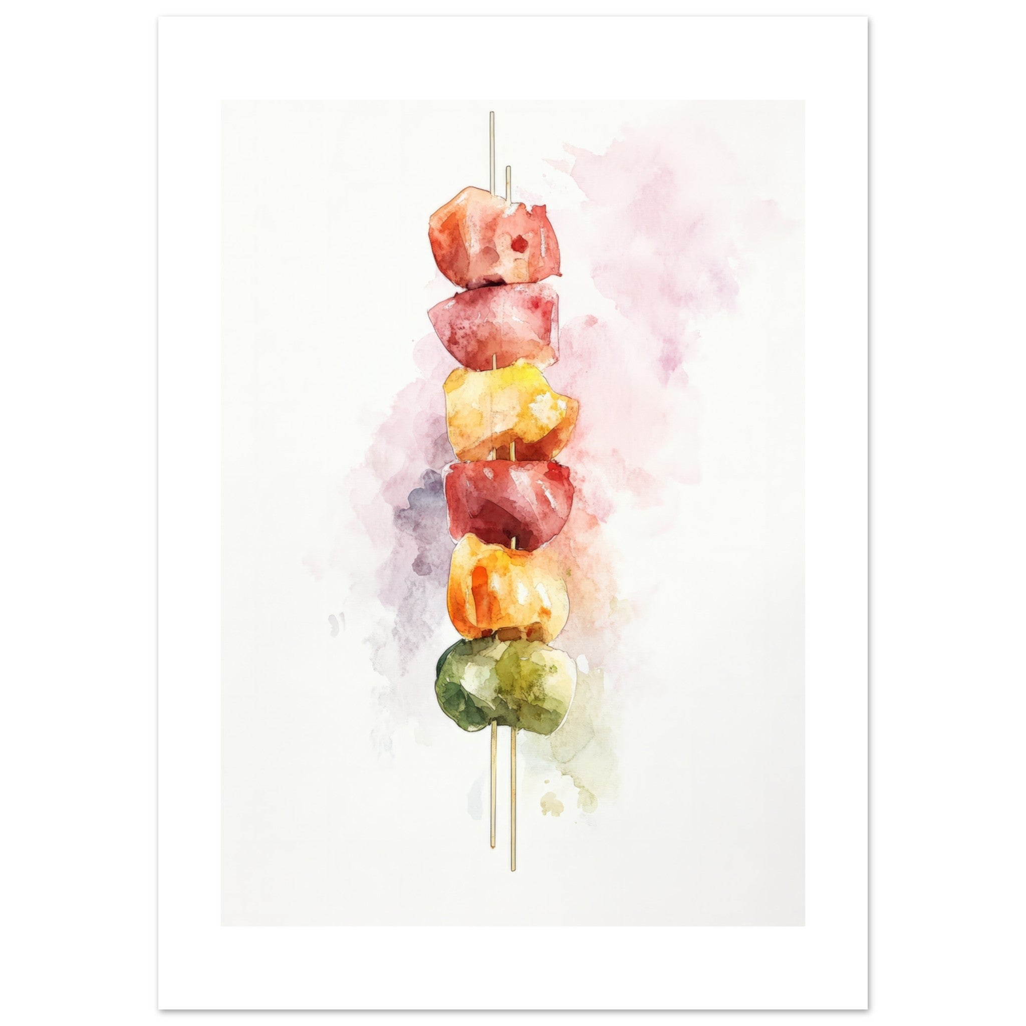 Antipasto Skewers Watercolor Painting Wall Art 1