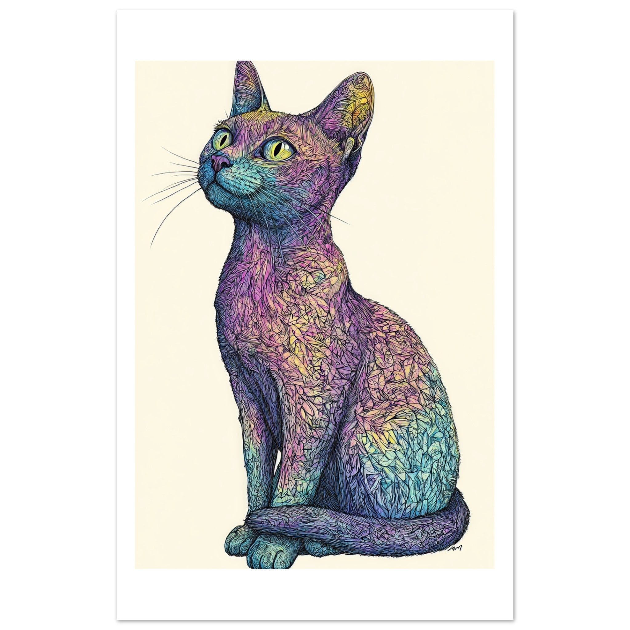 Burmilla Cat Painted With Tone Pen