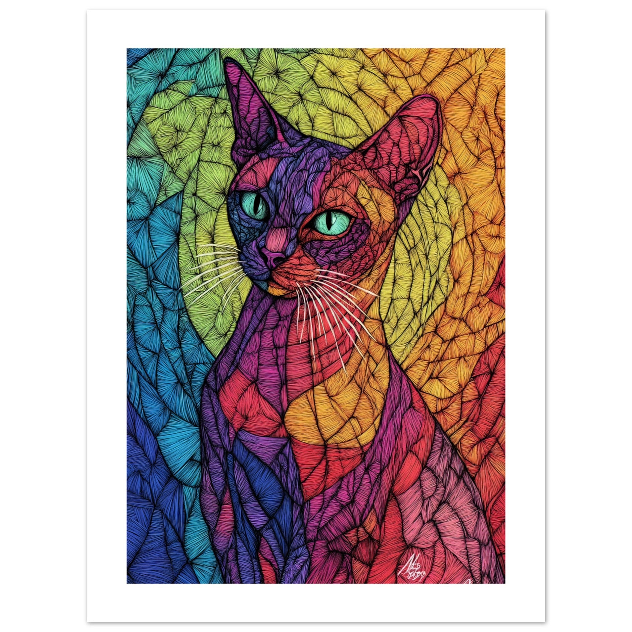 Abyssinian Cat Painted With Tone Pen