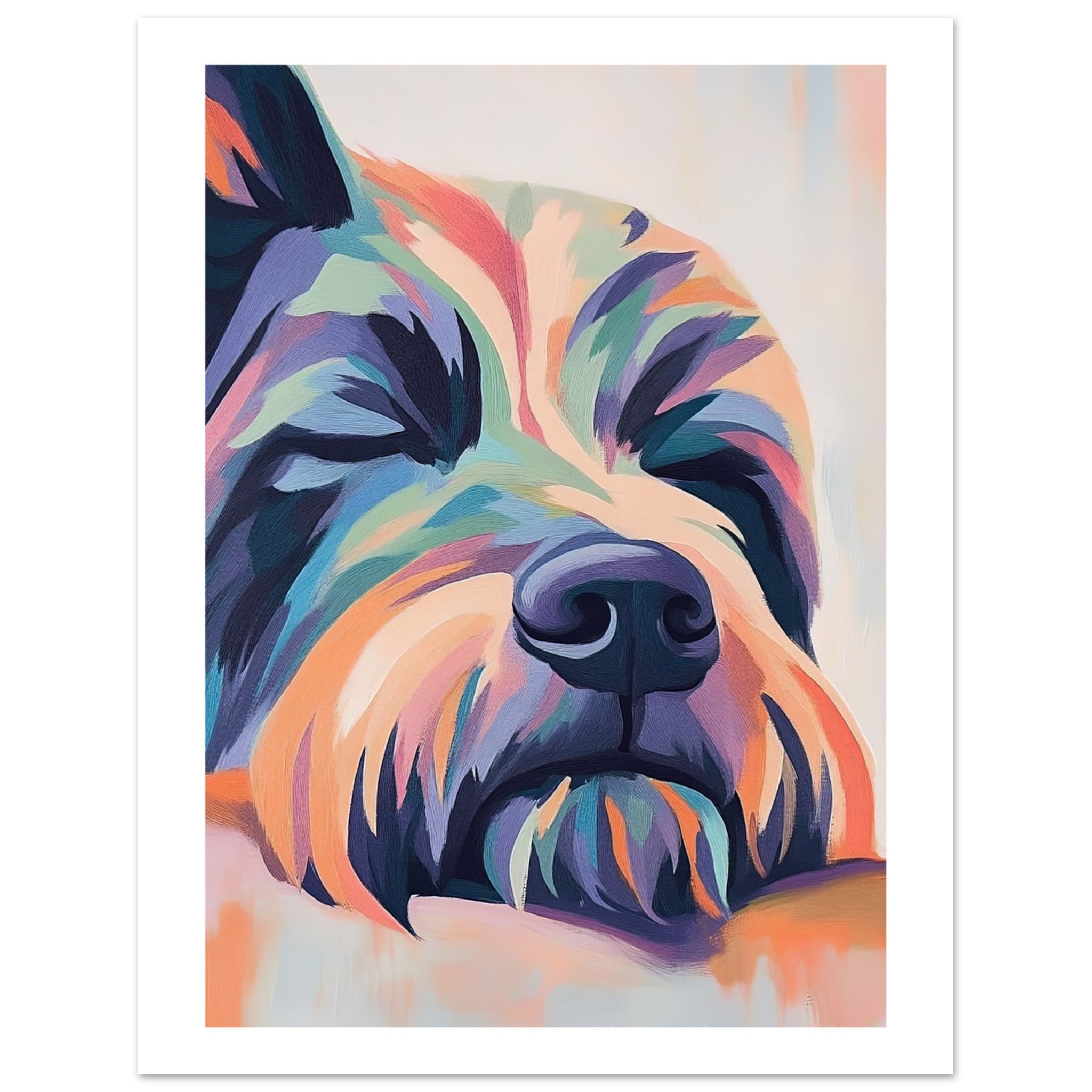 Briard Dog Relaxing Pastel Colored