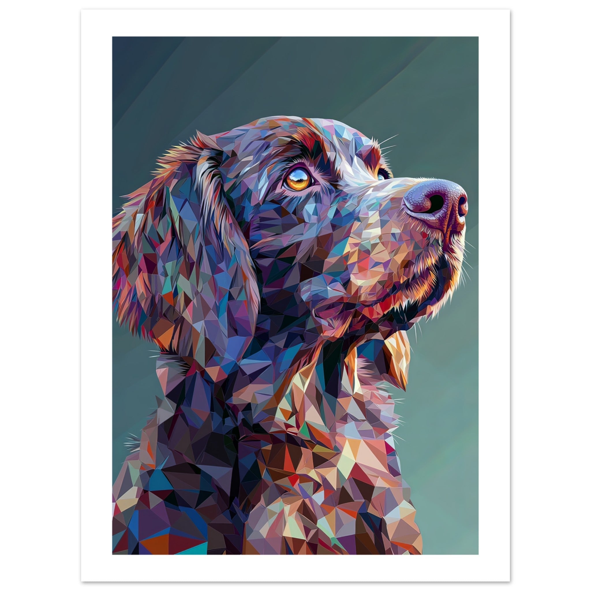 American Water Dog Illustrated with Colorful Triangles