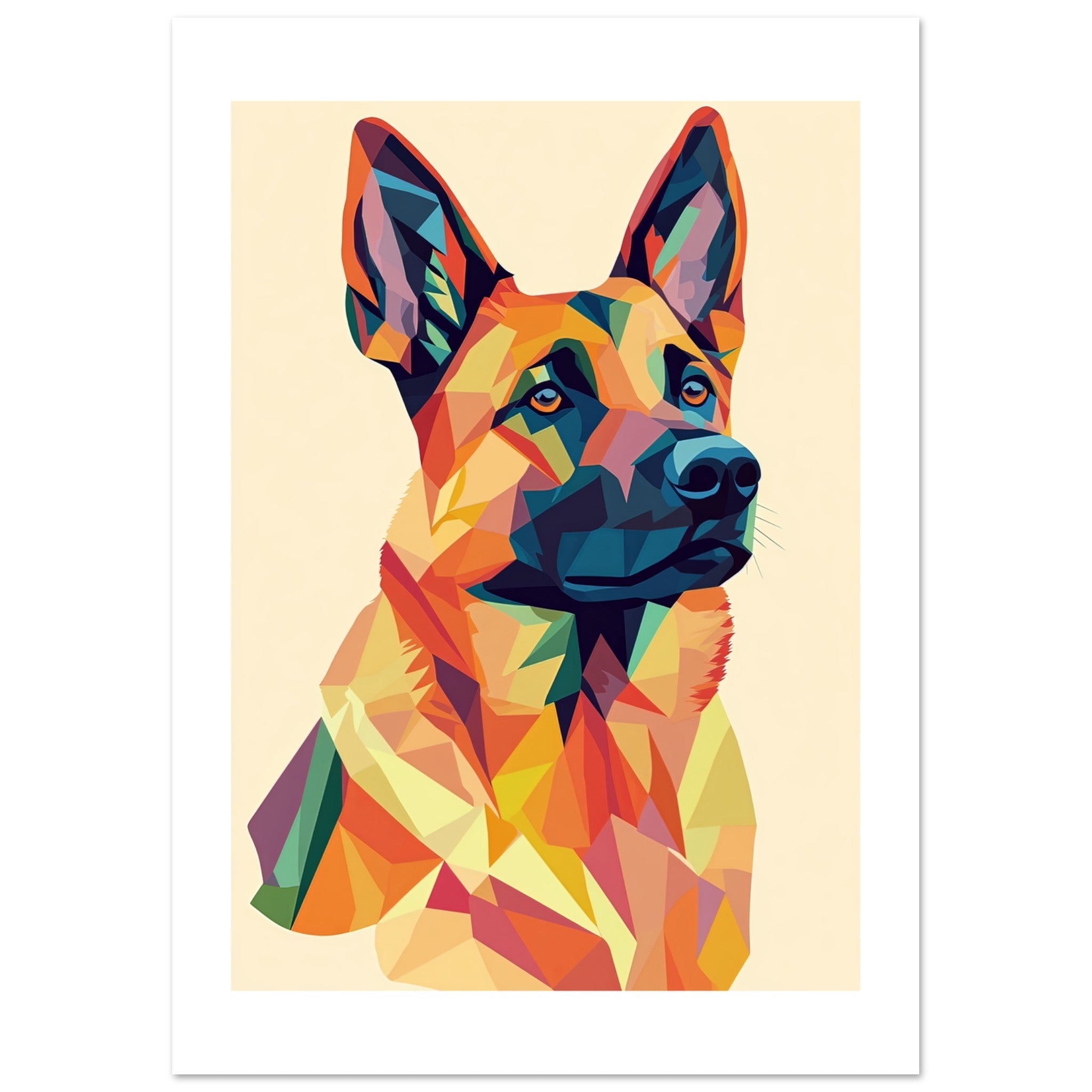 Belgian Malinois Dog Illustrated with Colorful Triangles