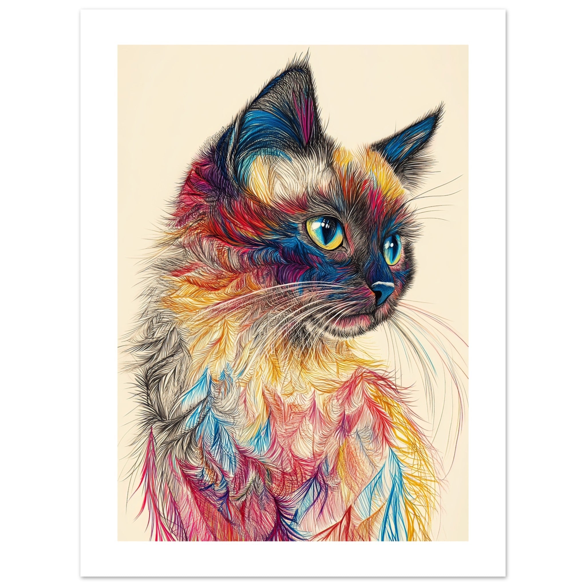 Balinese Cat Painted With Tone Pen 1