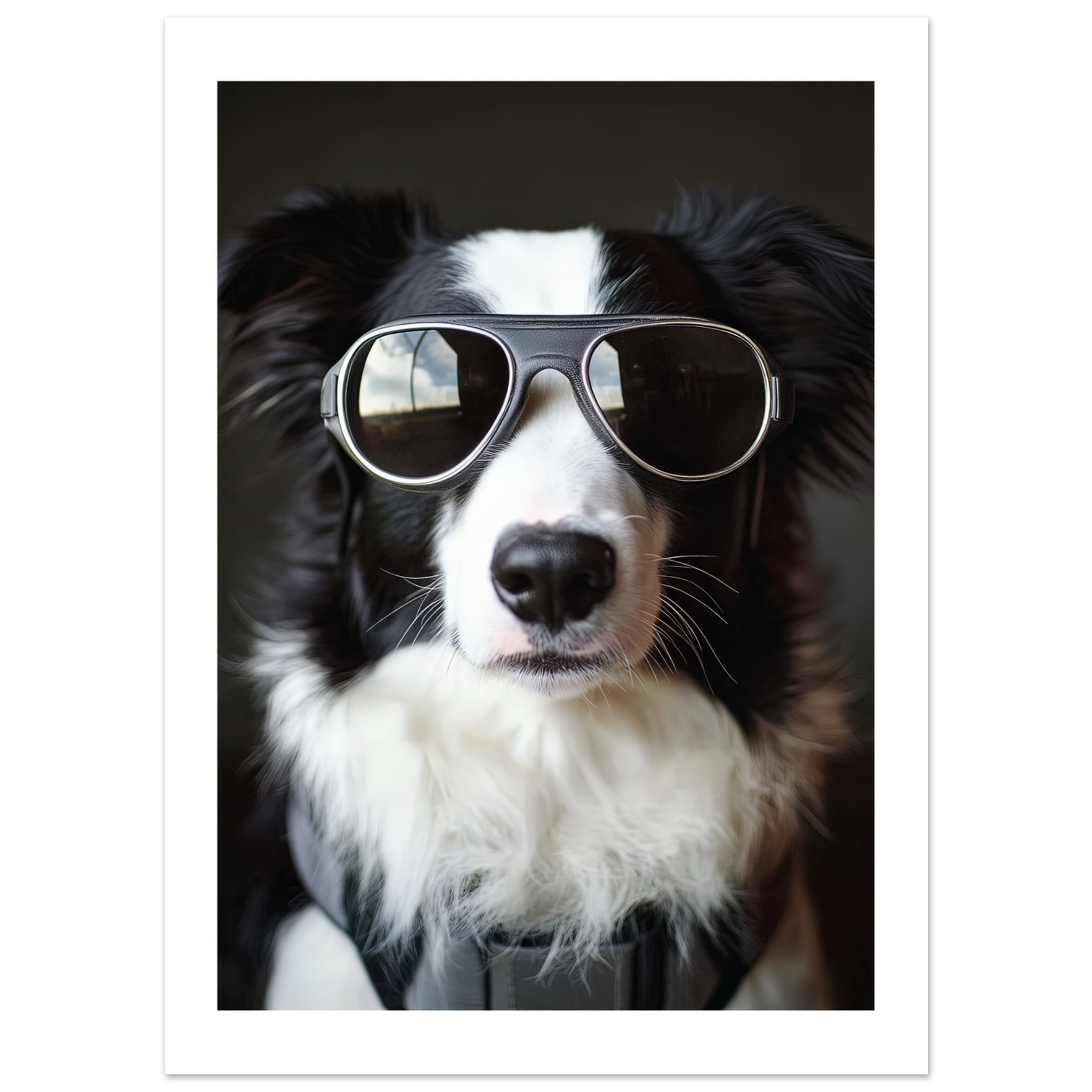 Border Collie Dog Wearing Pilot Sunglasses