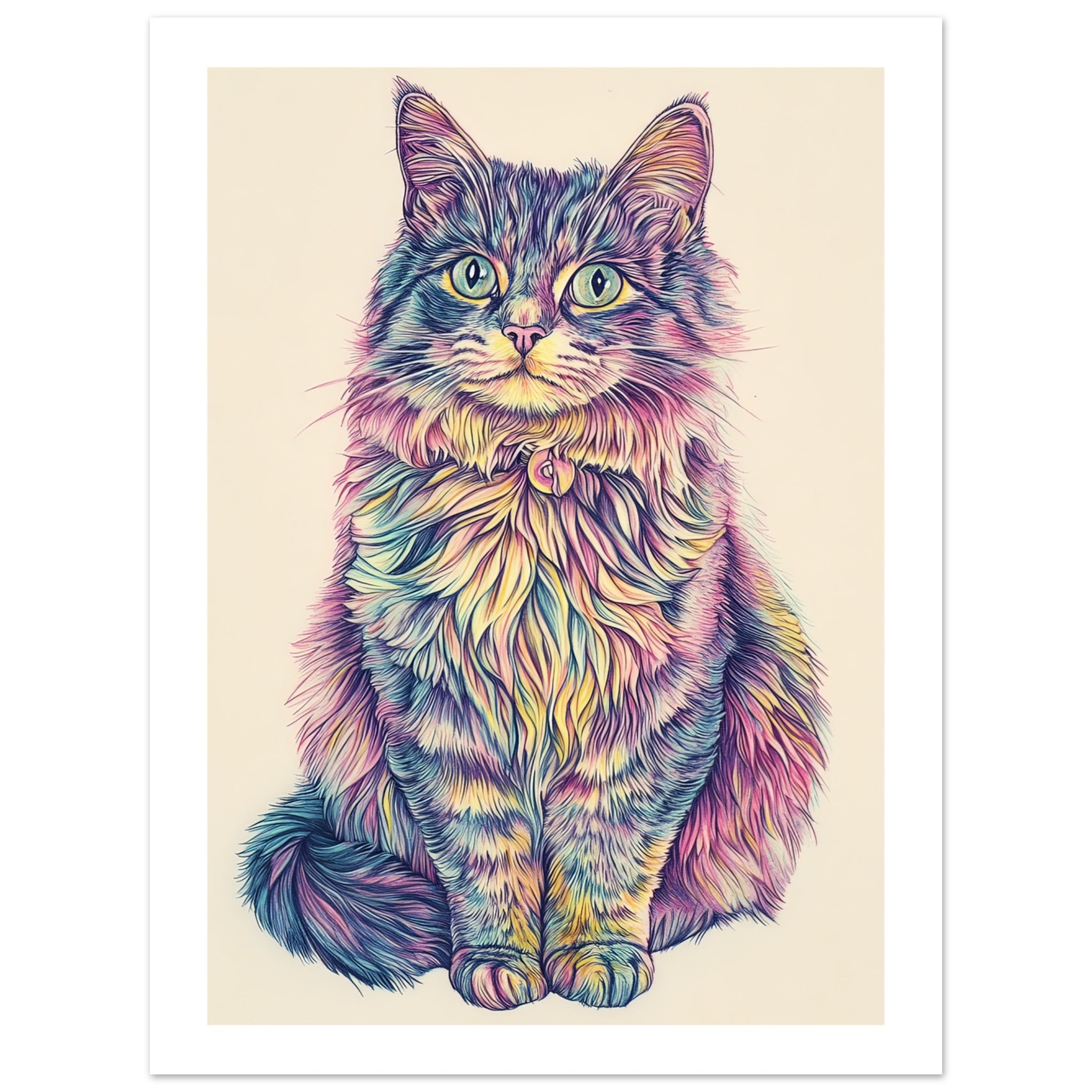 American Bobtail Cat Painted With Tone Pen