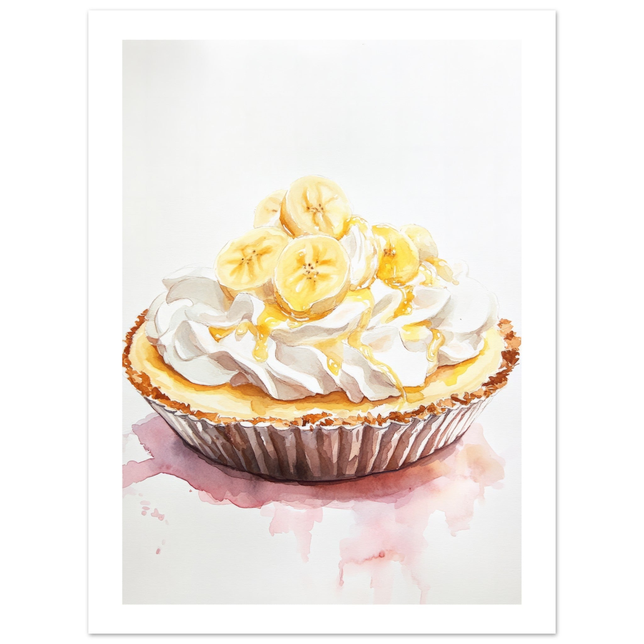 Banoffee Pie Watercolor Painting Wall Art