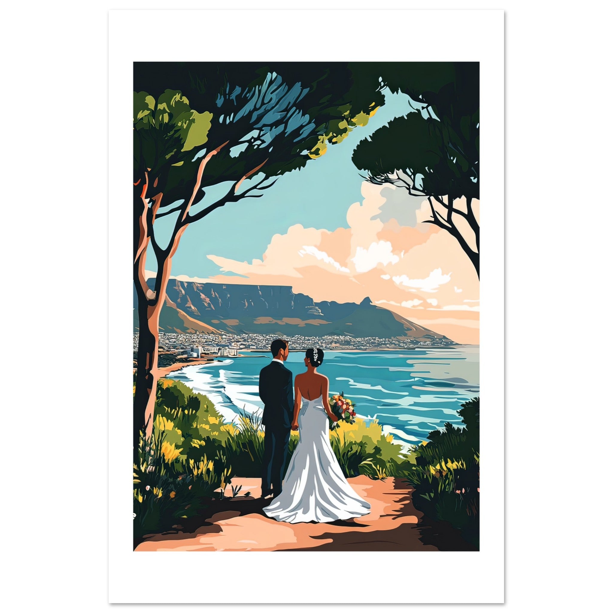 A wedding couple infront of Cape Town