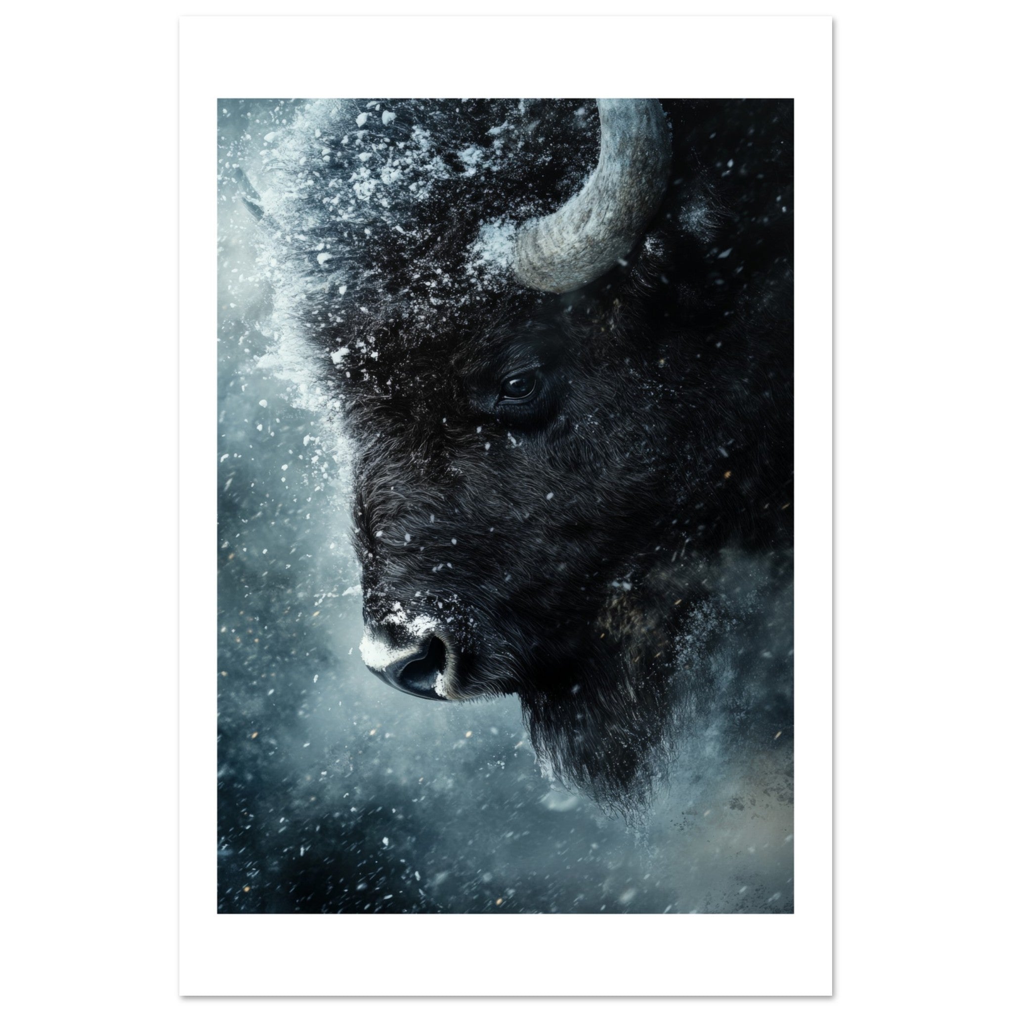 Bison portrait in a snowstorm 2
