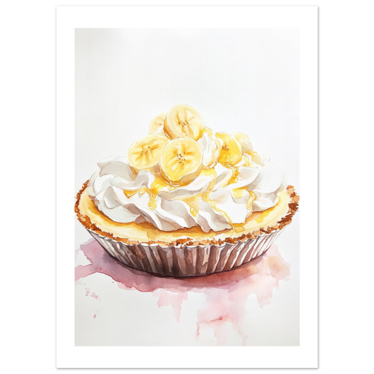 Banoffee Pie Watercolor Painting Wall Art