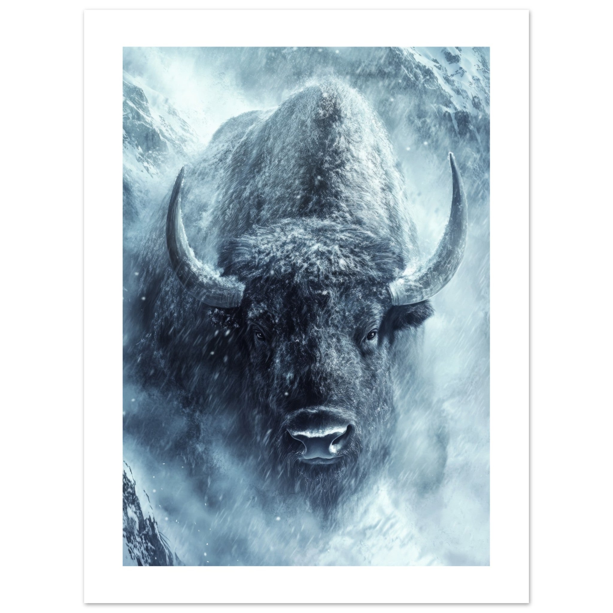 Bison portrait in a snowstorm 3