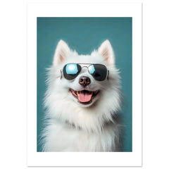 American Eskimo Dog Wearing Pilot Sunglasses