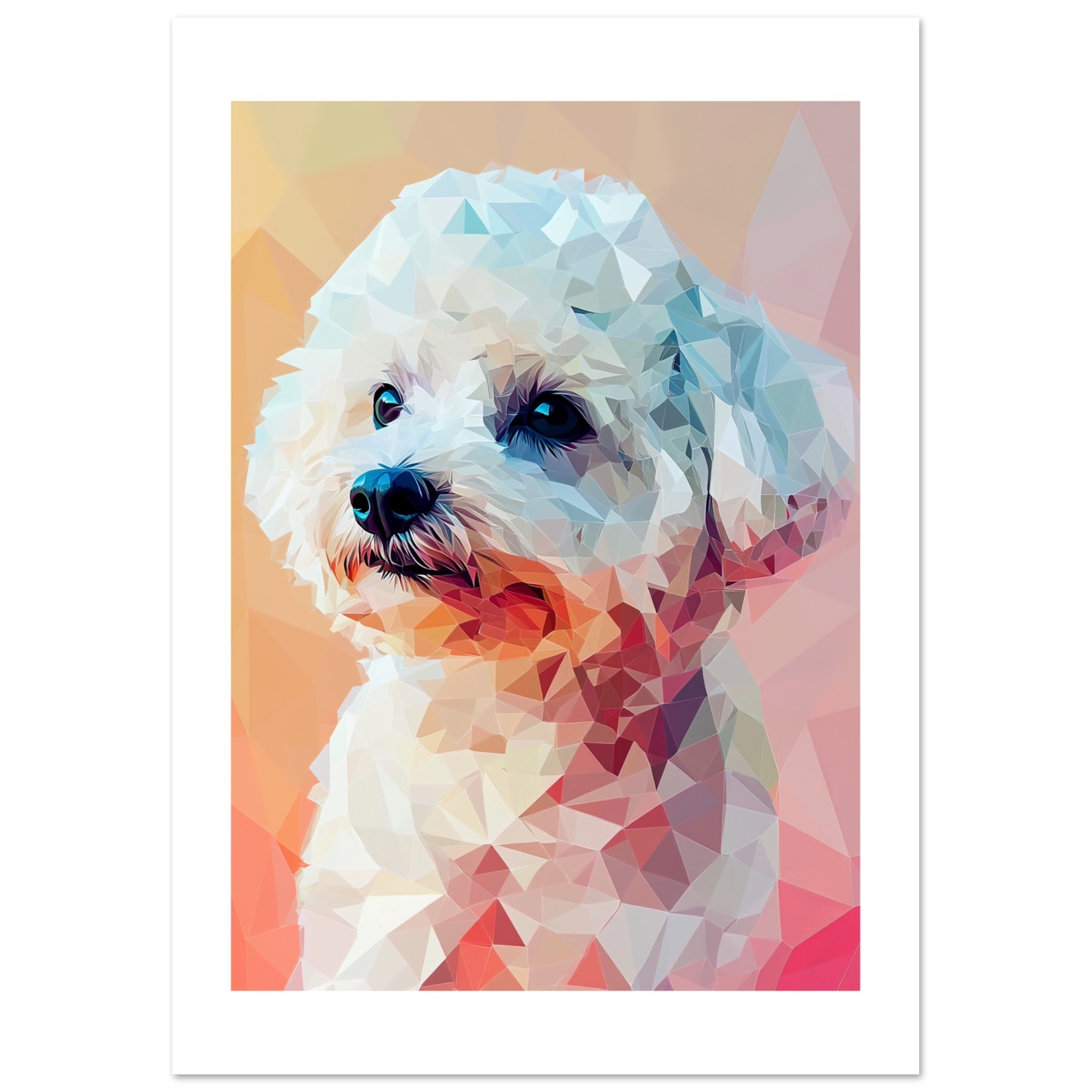 Bichon Frise Dog Illustrated with Colorful Triangles