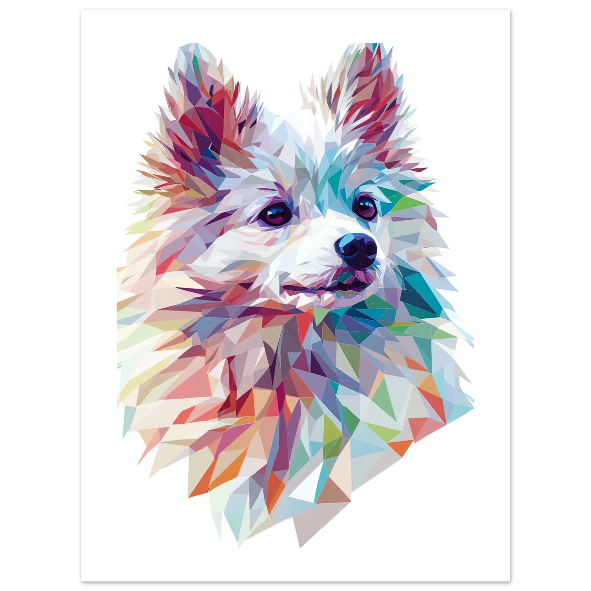 American Eskimo Dog Illustrated with Colorful Triangles