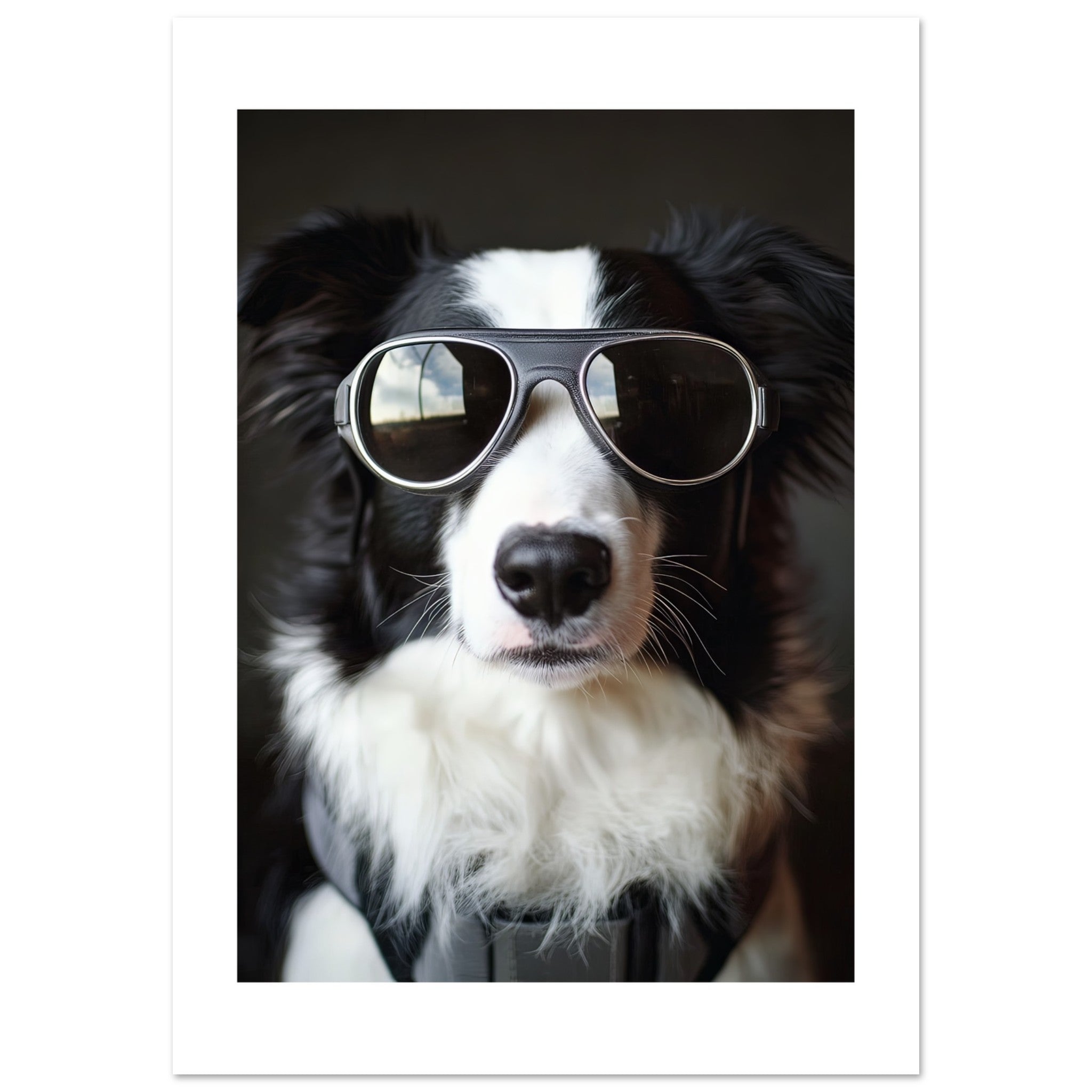 Border Collie Dog Wearing Pilot Sunglasses