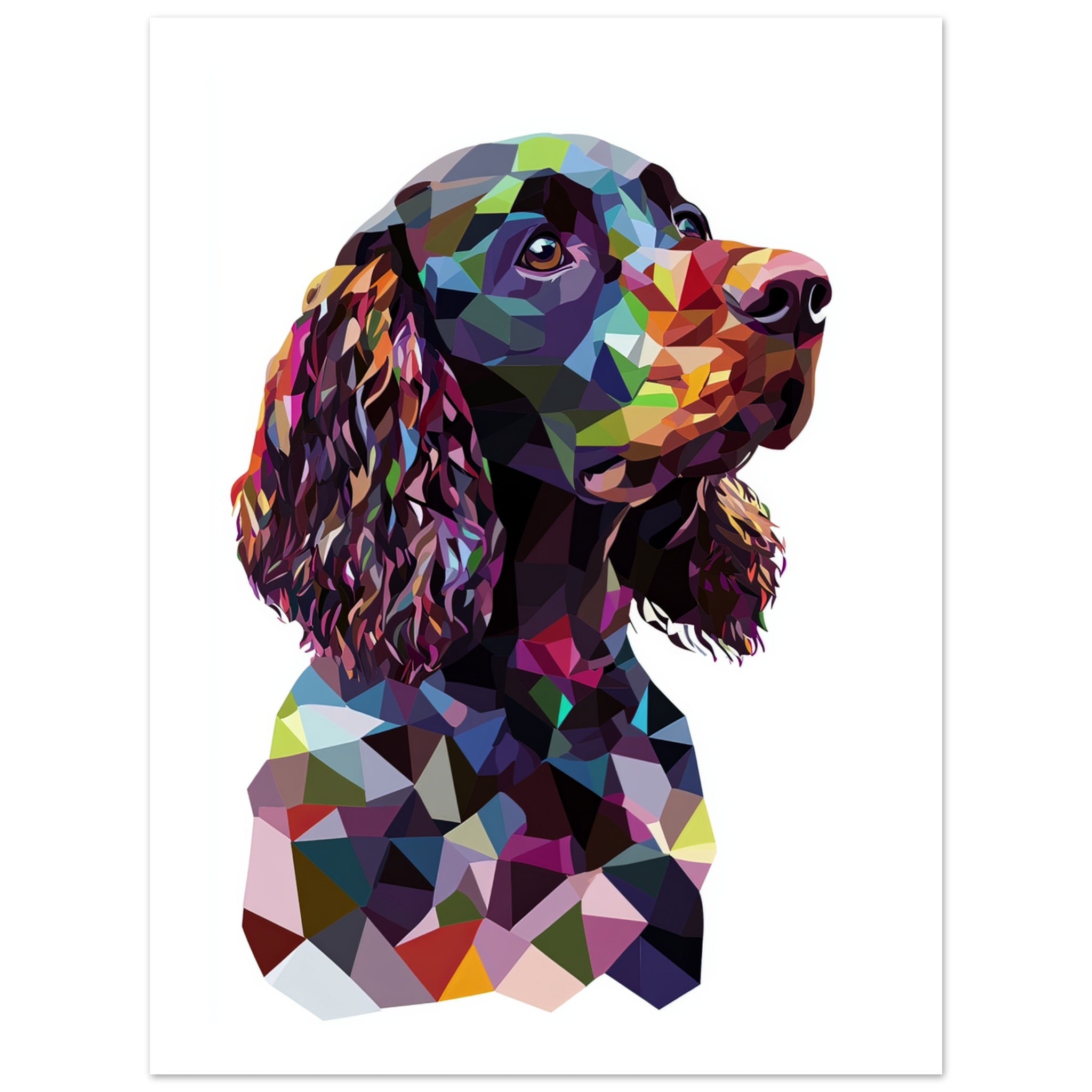 American Water Dog Illustrated with Colorful Triangles 3