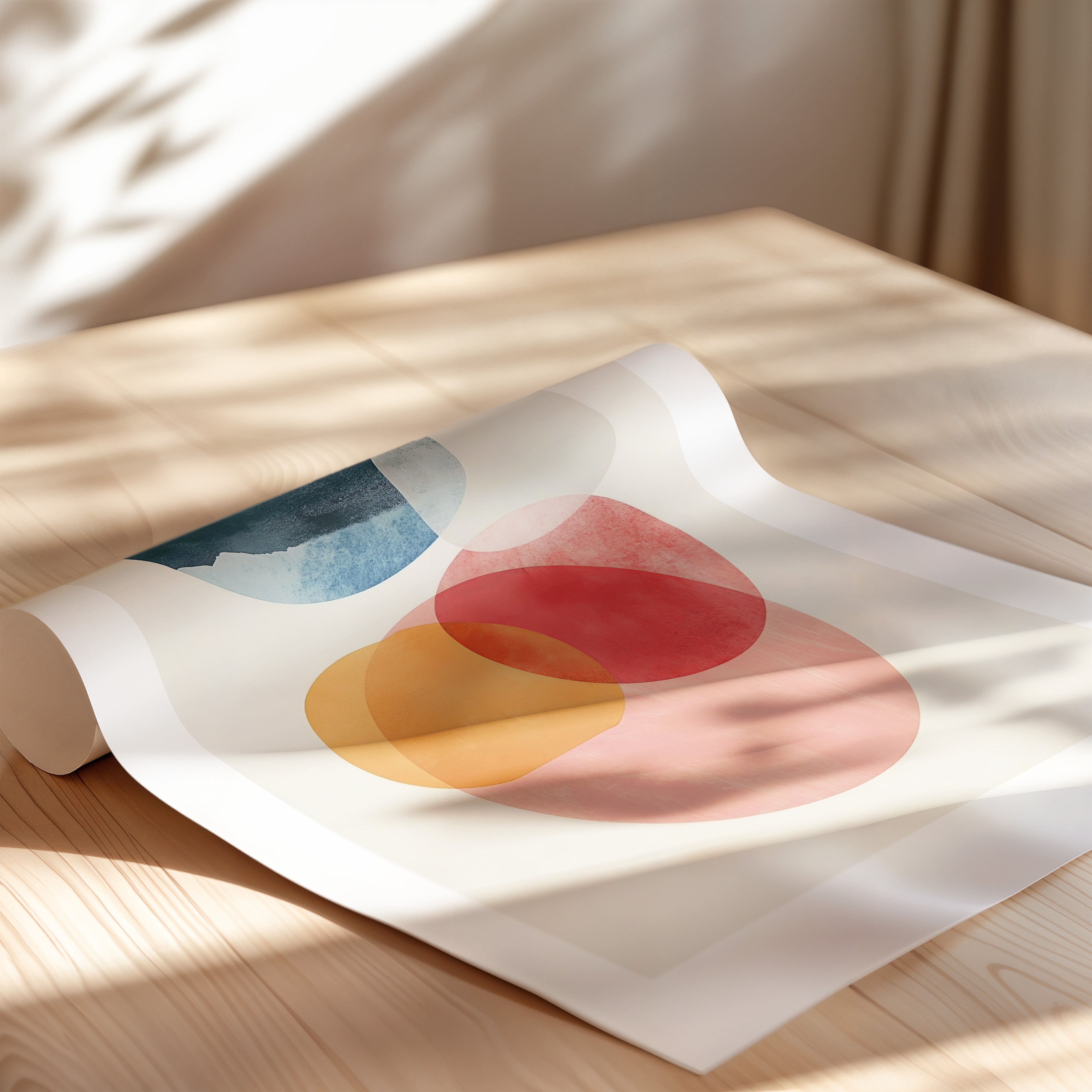 Aquarelle Circles on Off-White Background