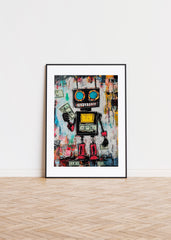 Basquiat inspired robot with money