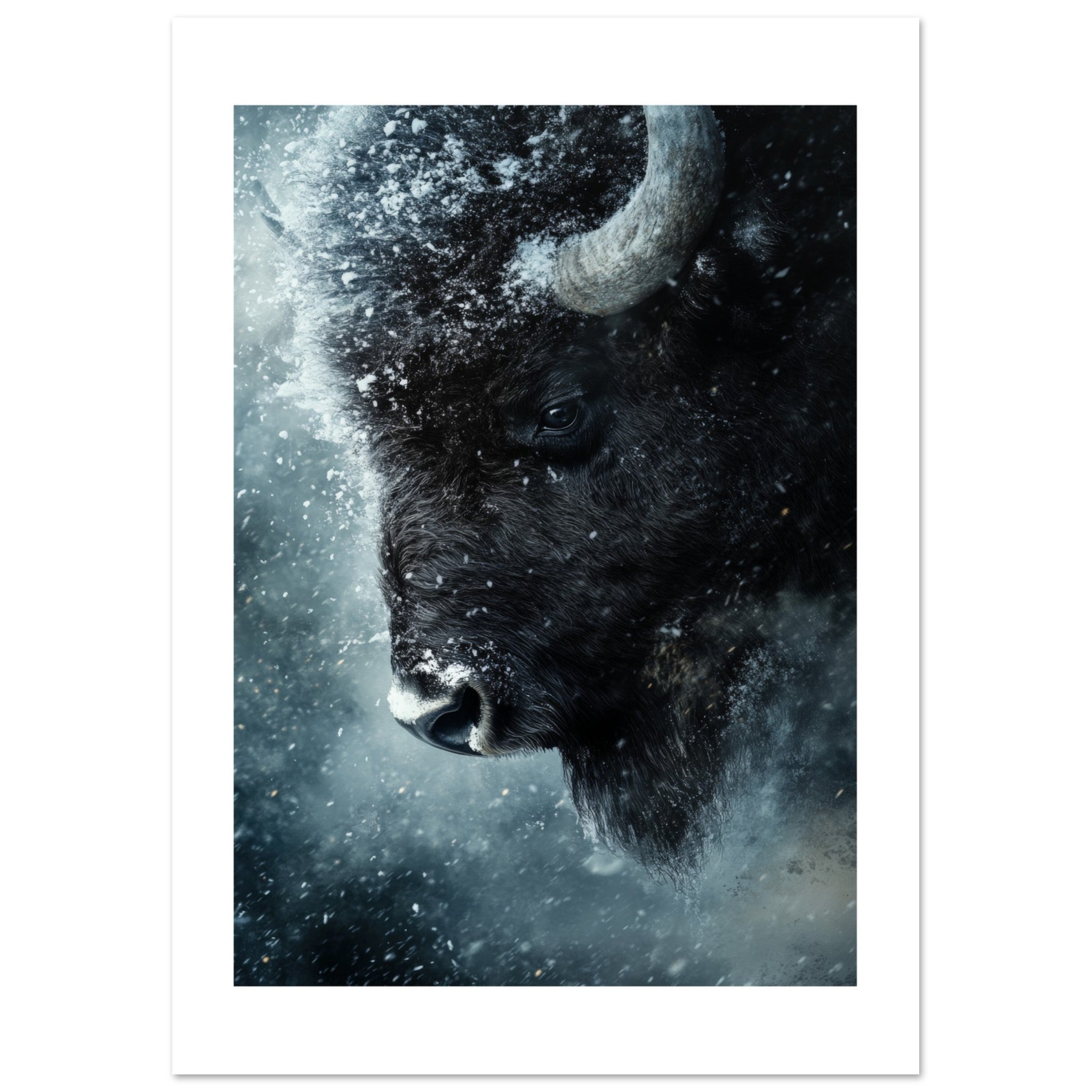 Bison portrait in a snowstorm 2