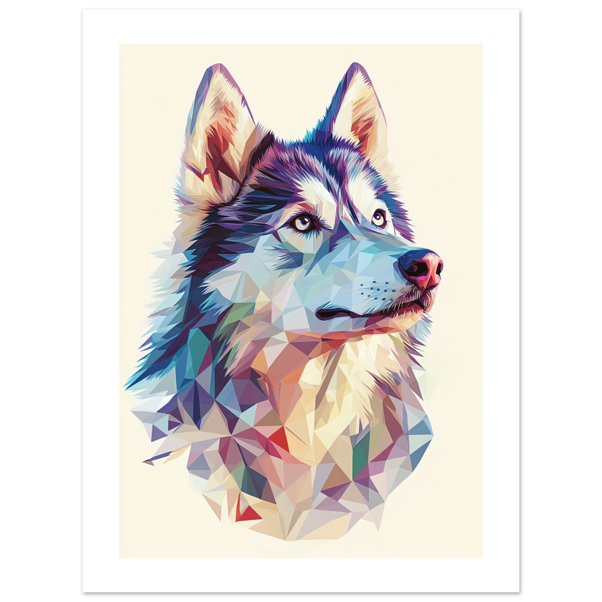Alaskan Malamute Dog Illustrated with Colorful Triangles