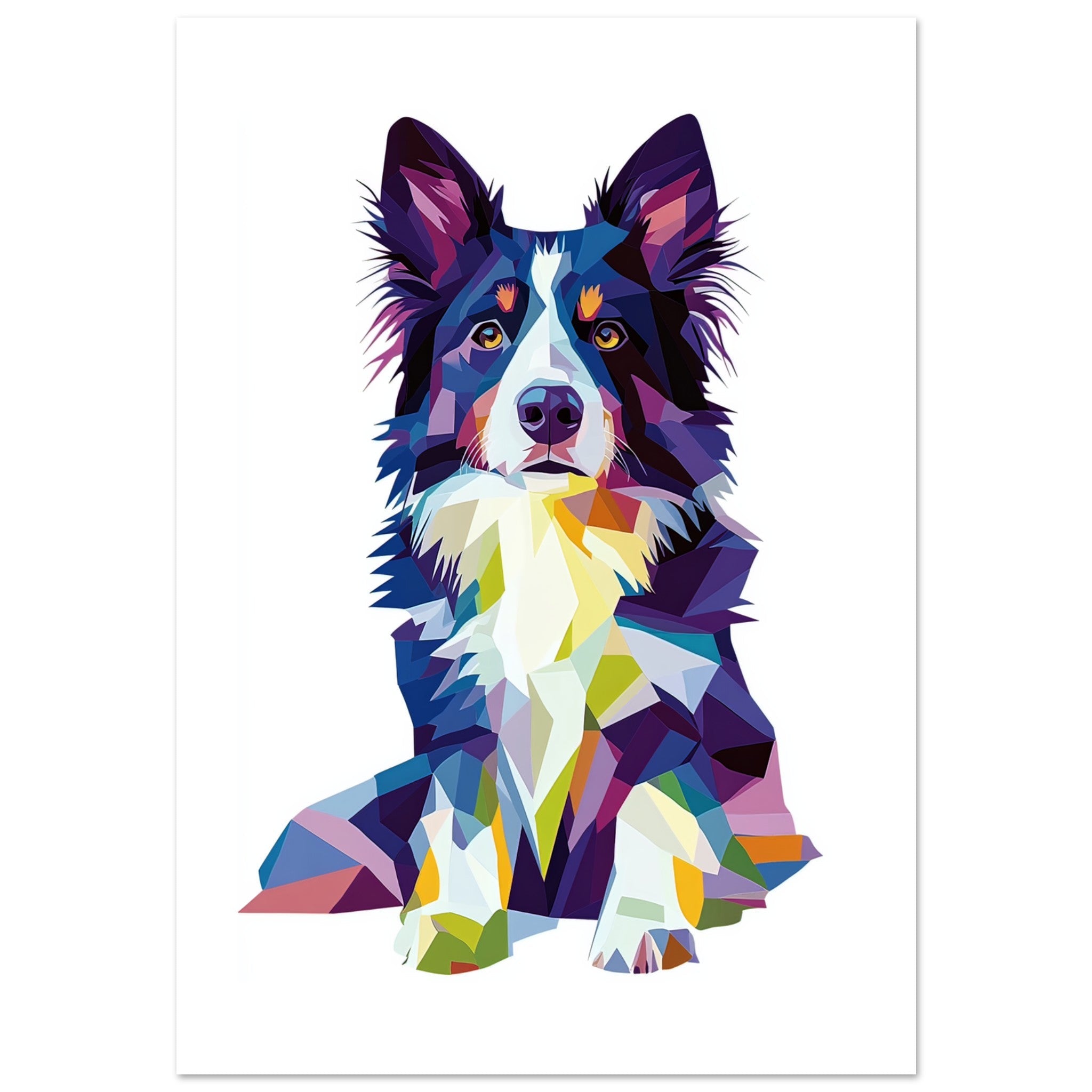 Border Collie Dog Illustrated with Colorful Triangles 4