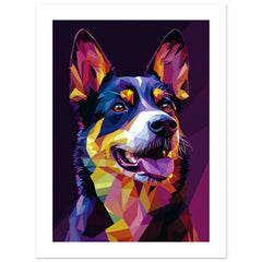 Australian Cattle Dog Illustrated with Colorful Triangles 2