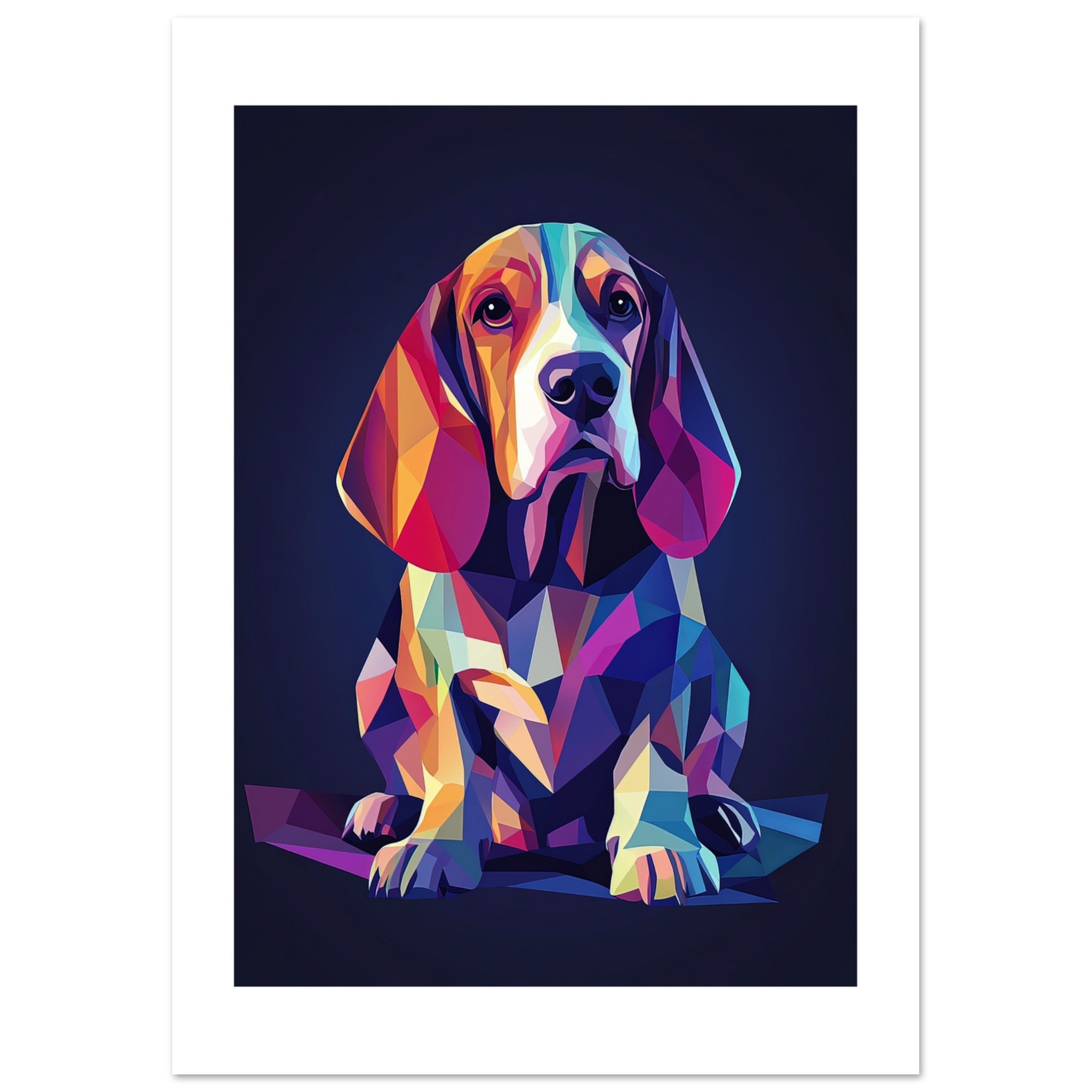 Basset Hound Dog Illustrated with Colorful Triangles 3