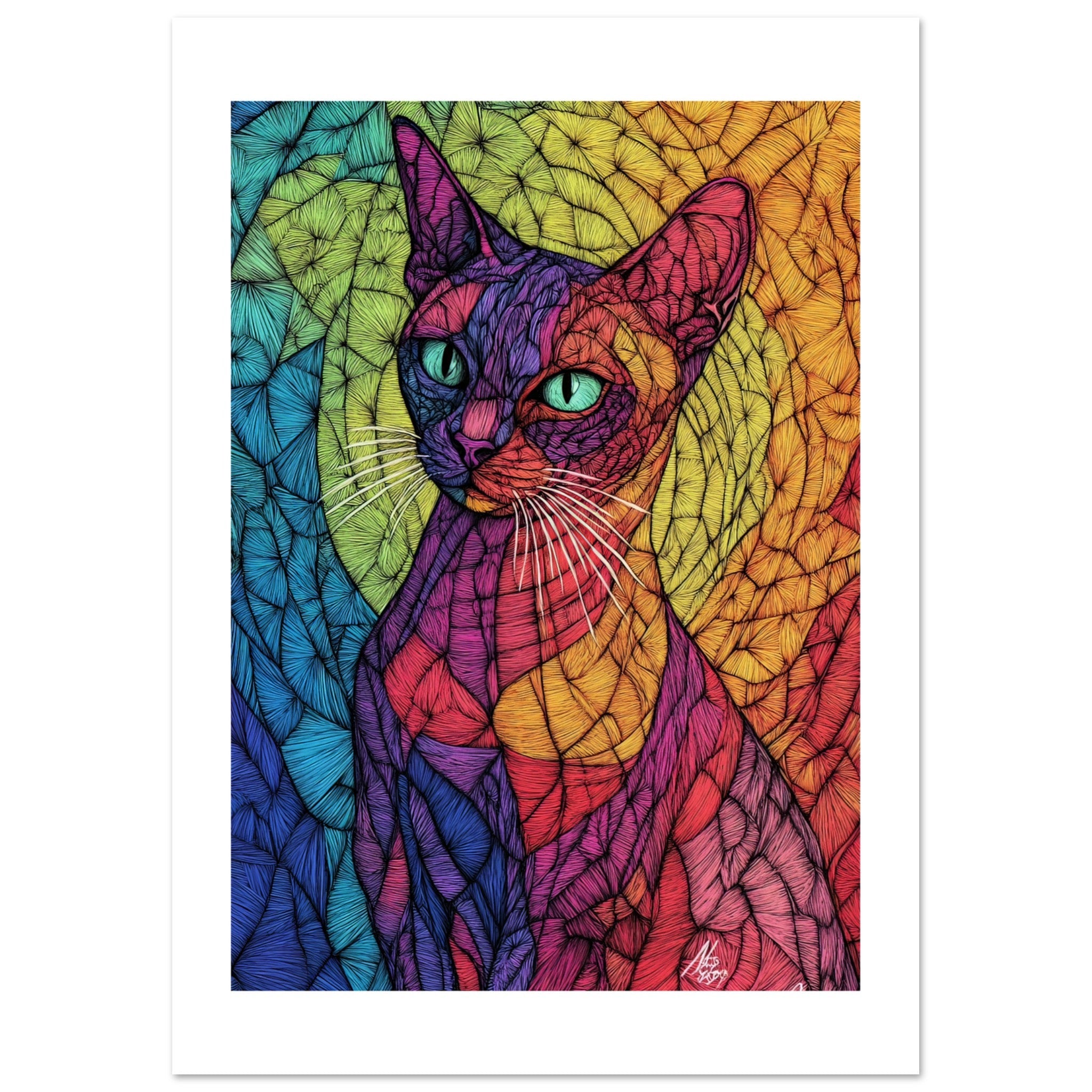 Abyssinian Cat Painted With Tone Pen