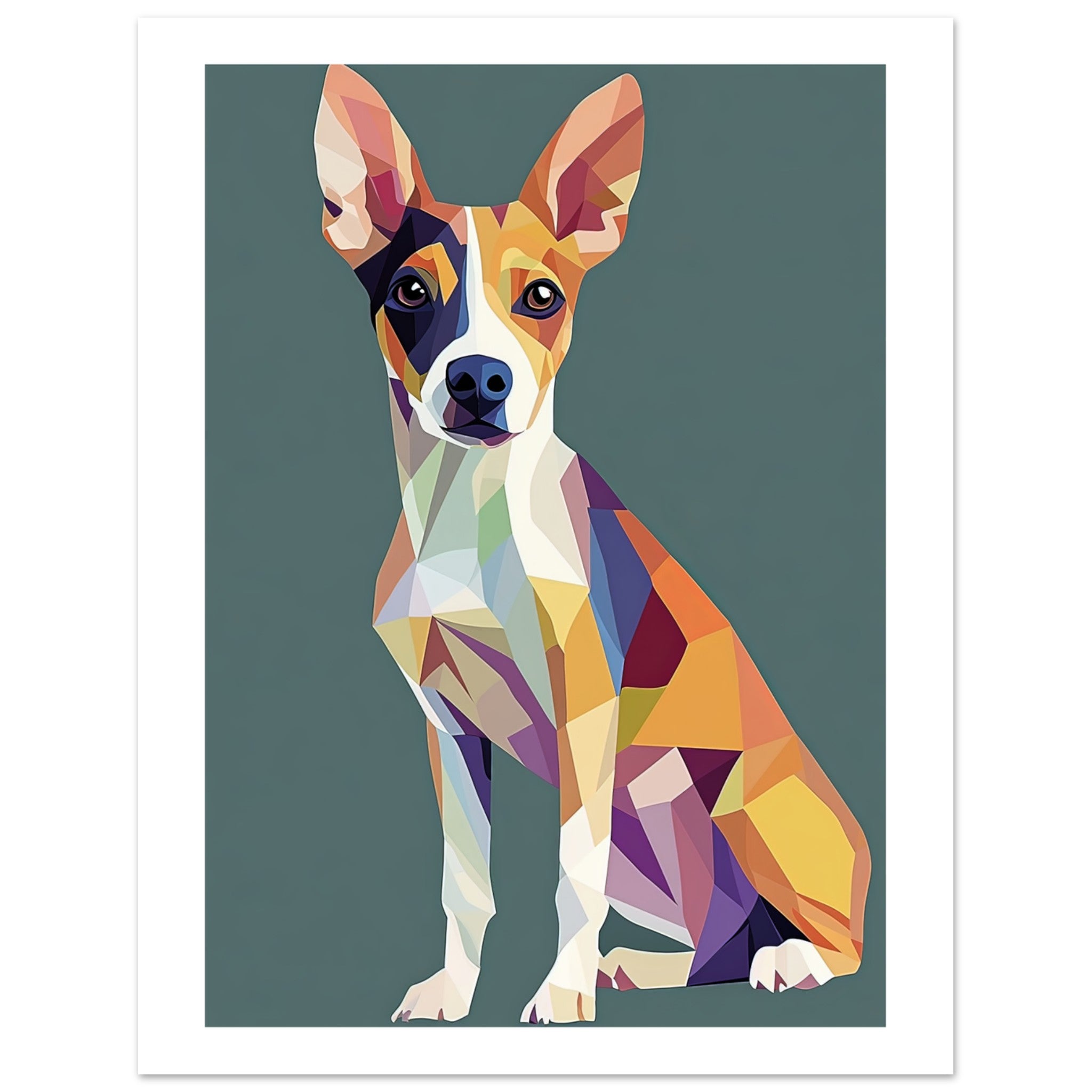 Basenji Dog Illustrated with Colorful Triangles 1