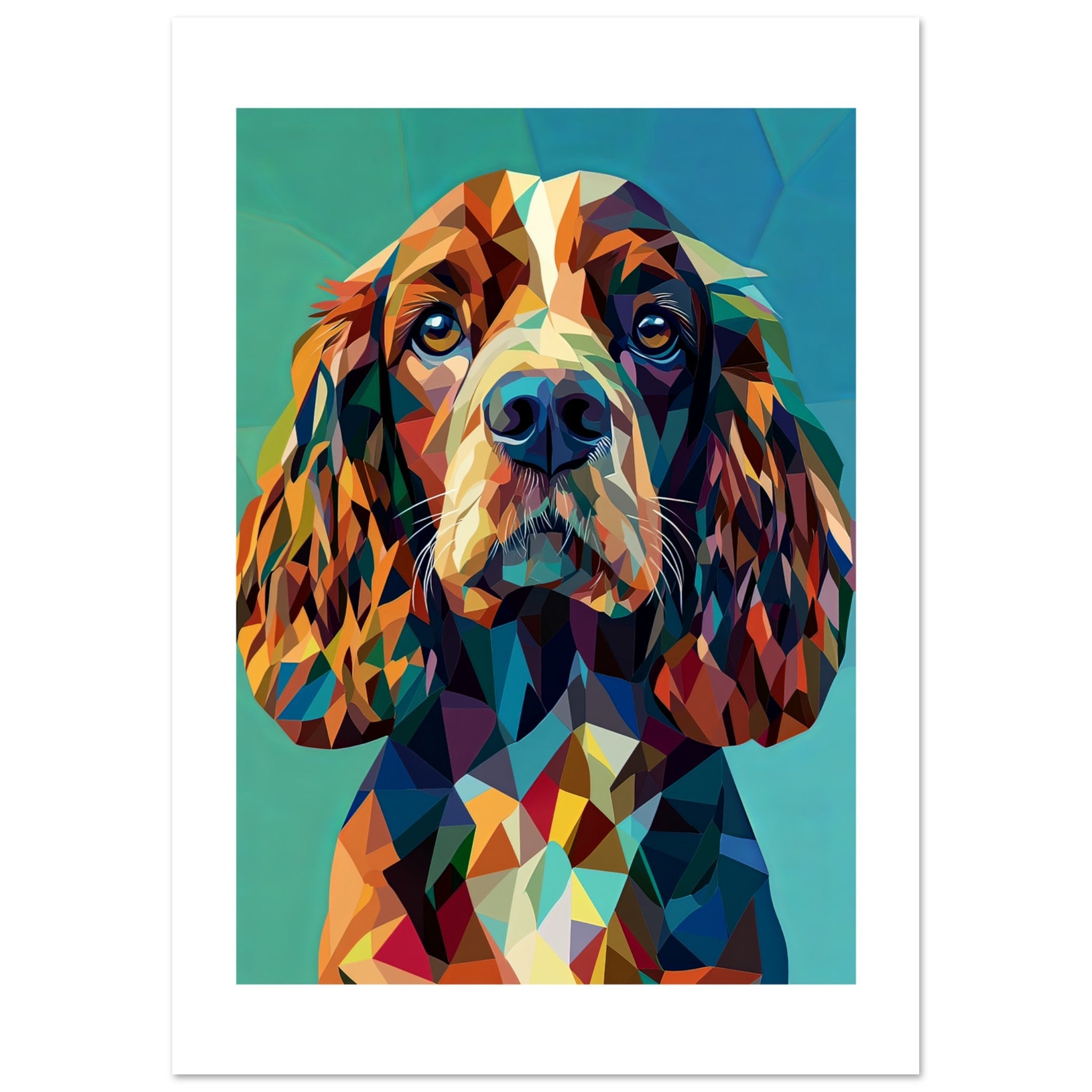 Boykin Spaniel Dog Illustrated with Colorful Triangles