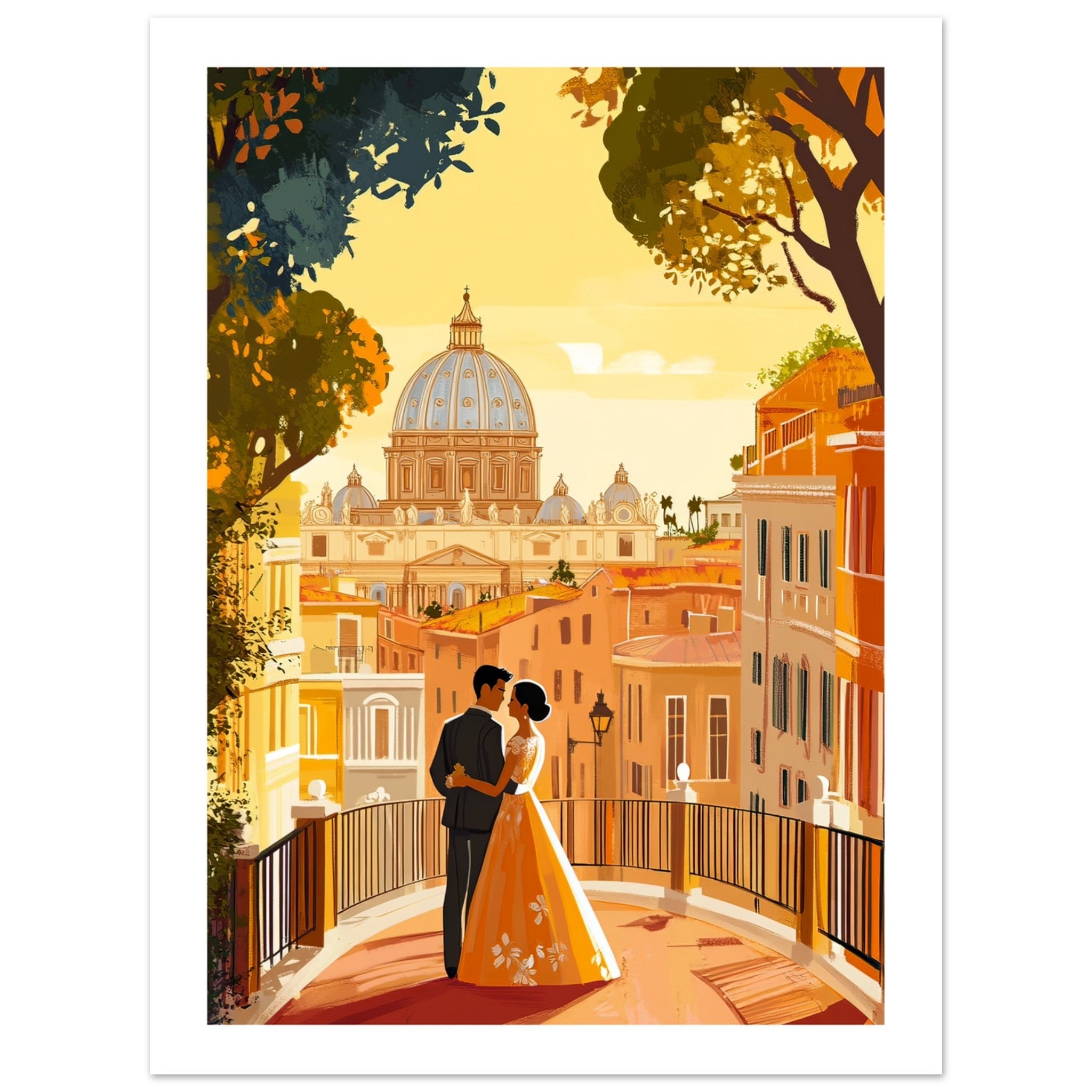 An asian wedding couple infront of Rome 1