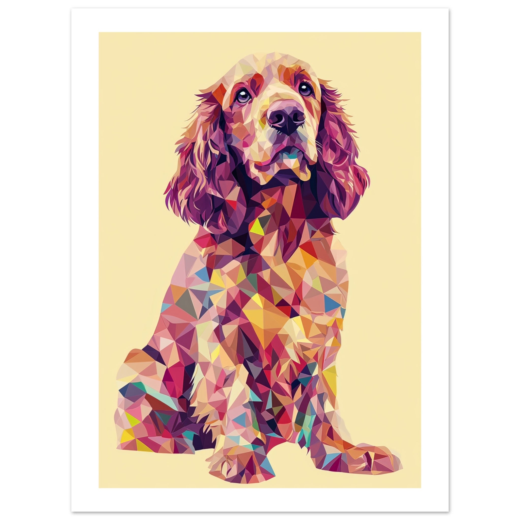 American Water Dog Illustrated with Colorful Triangles 5