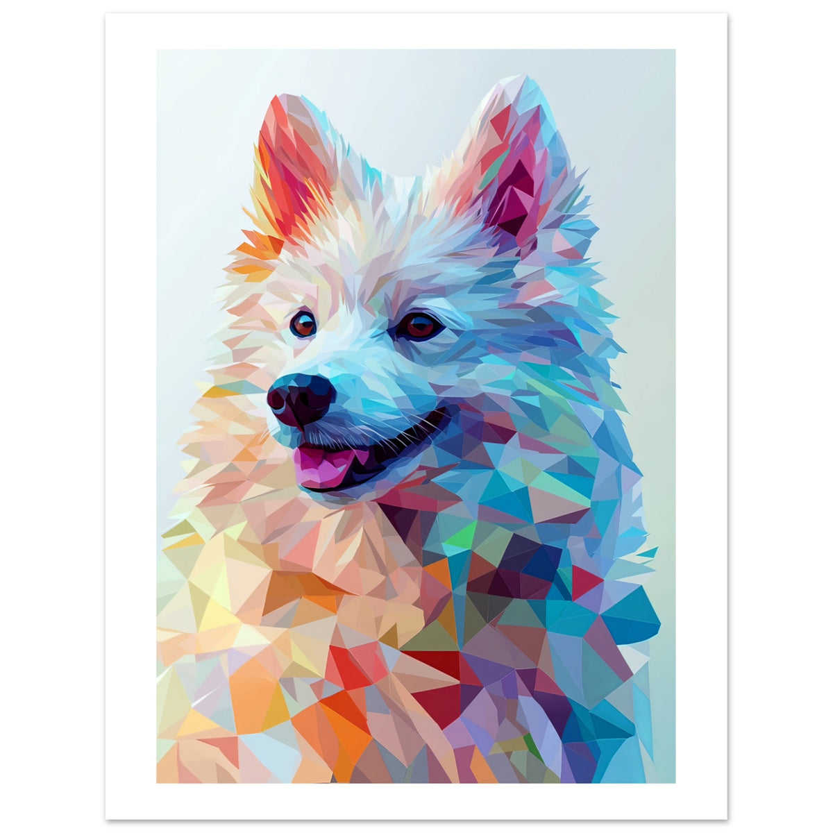 American Eskimo Dog Illustrated with Colorful Triangles 1