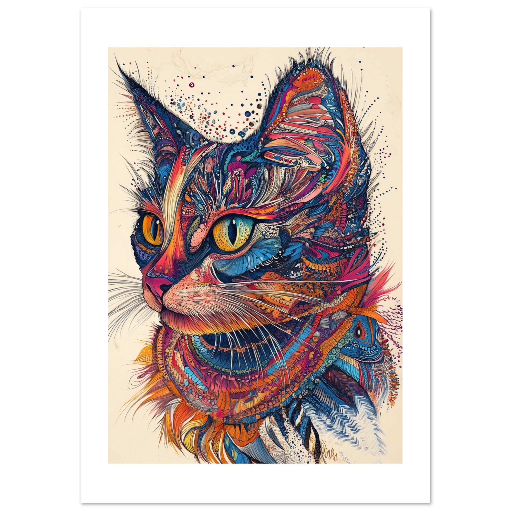 Balinese Cat Painted With Tone Pen