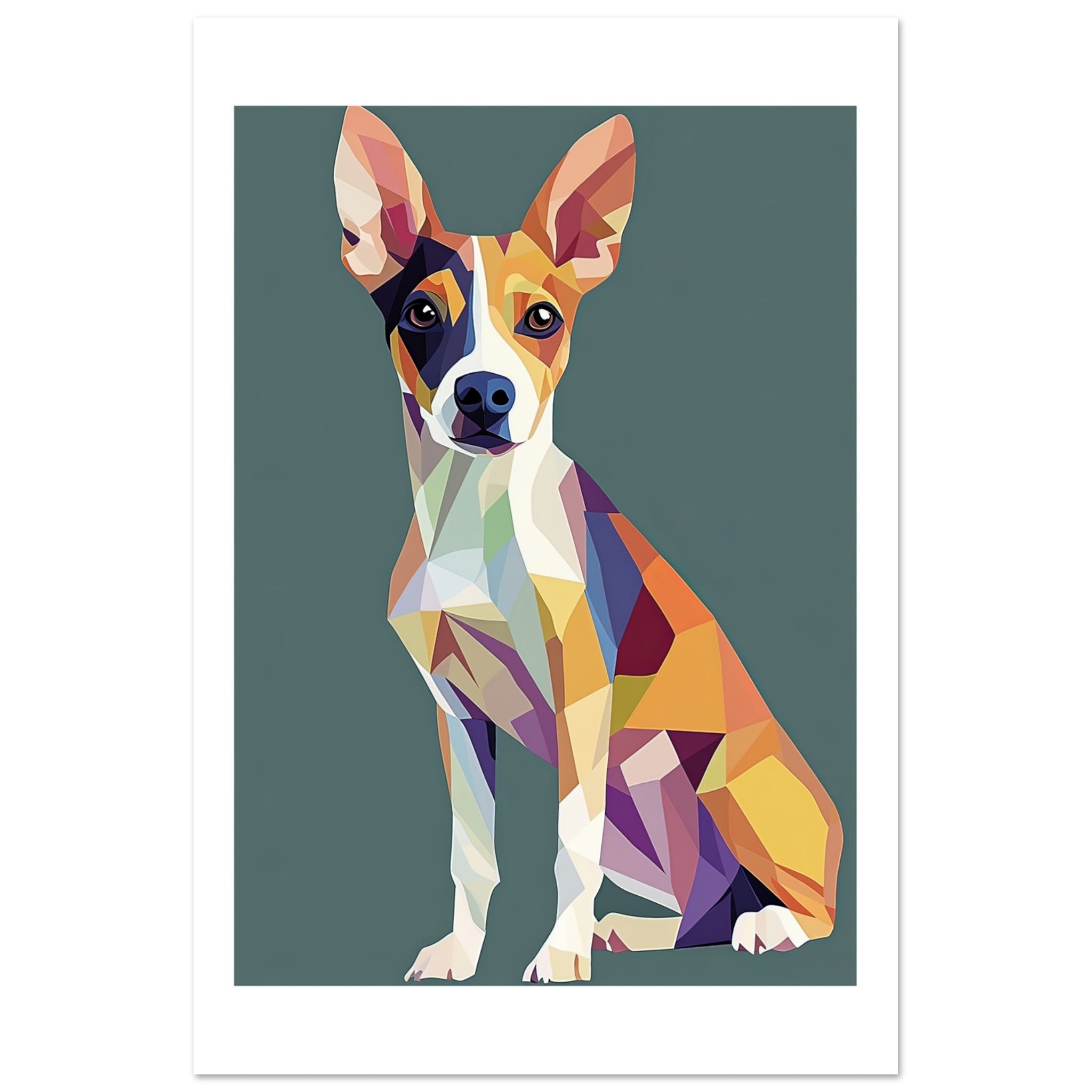 Basenji Dog Illustrated with Colorful Triangles 1
