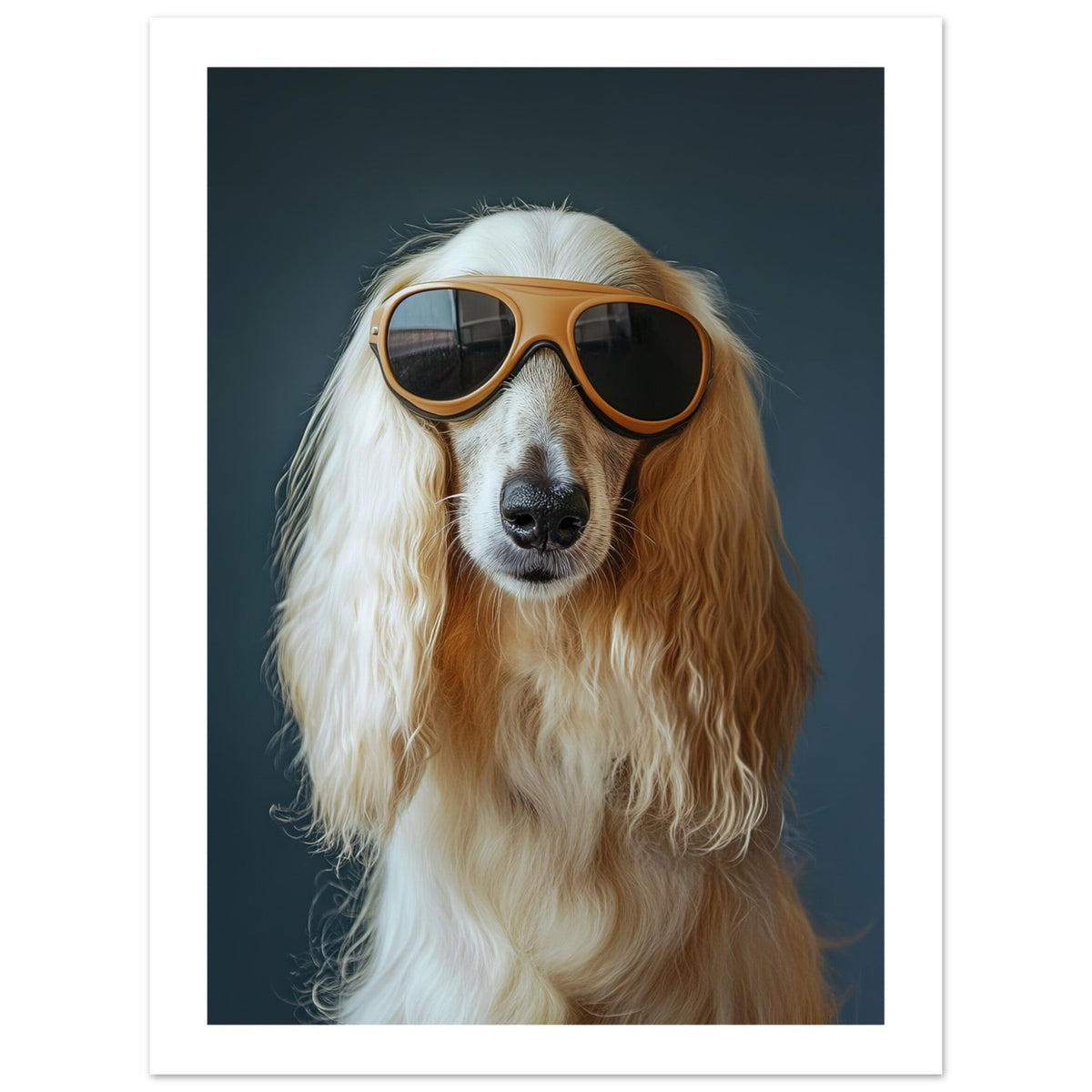 Afghan Hound Dog Wearing Pilot Sunglasses