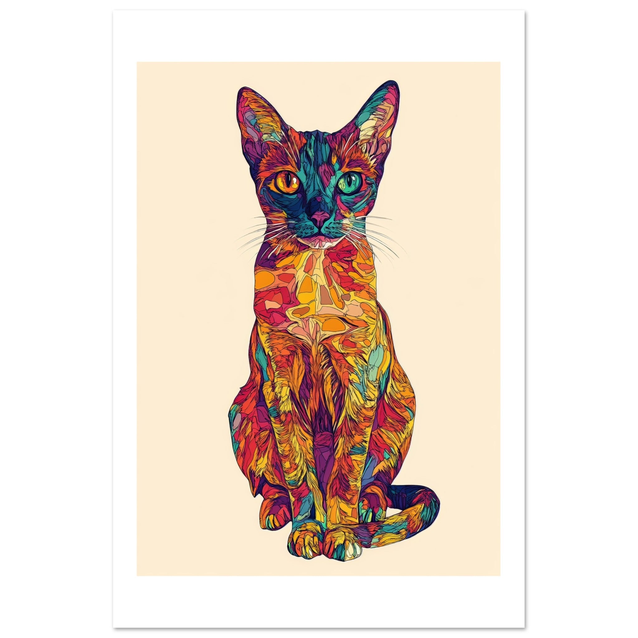 Abyssinian Cat Painted With Tone Pen 1