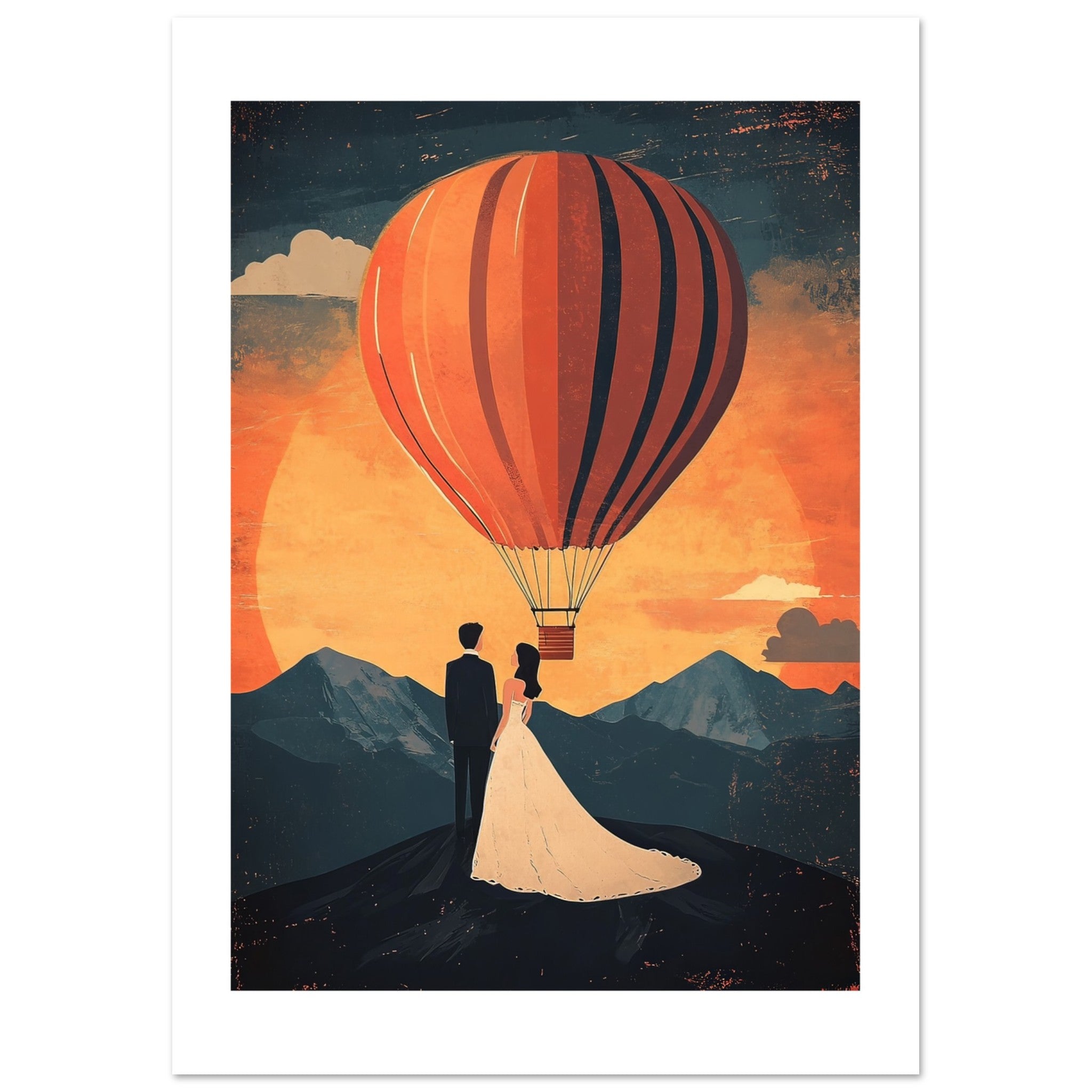 A wedding couple infront of a hot ballon 2