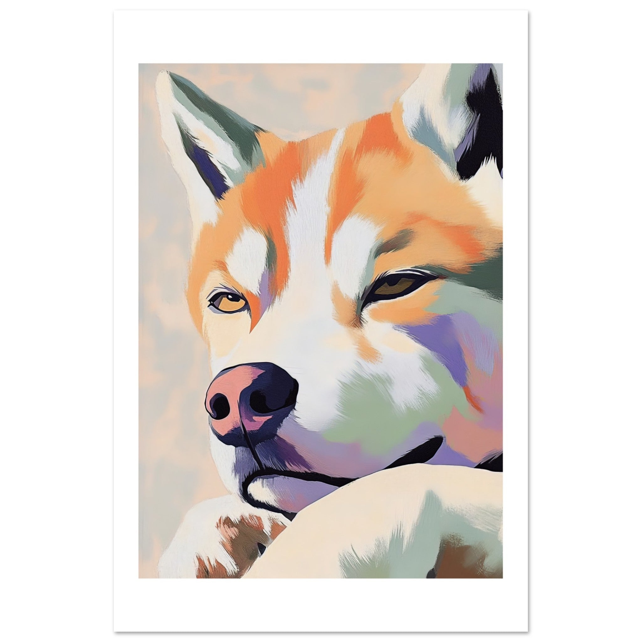 Akita Dog Relaxing Pastel Colored 1