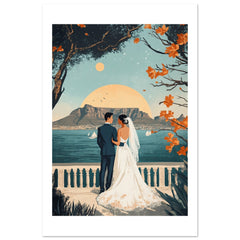 An asian wedding couple infront of Cape Town