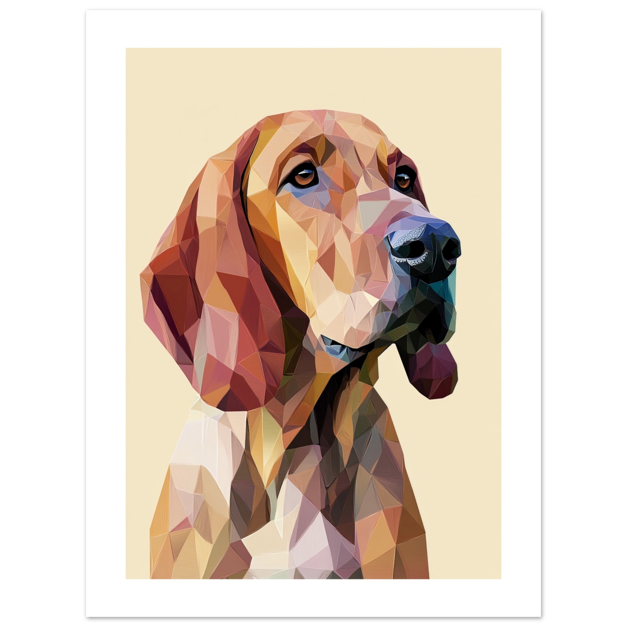 Bloodhound Dog Illustrated with Colorful Triangles 2