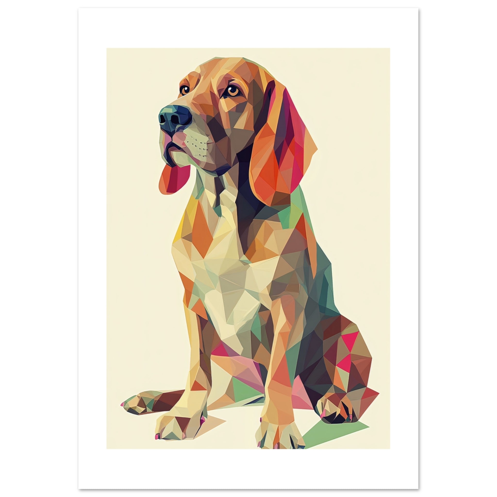 Bloodhound Dog Illustrated with Colorful Triangles 4
