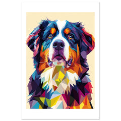 Bernese Mountain Dog Illustrated with Colorful Triangles