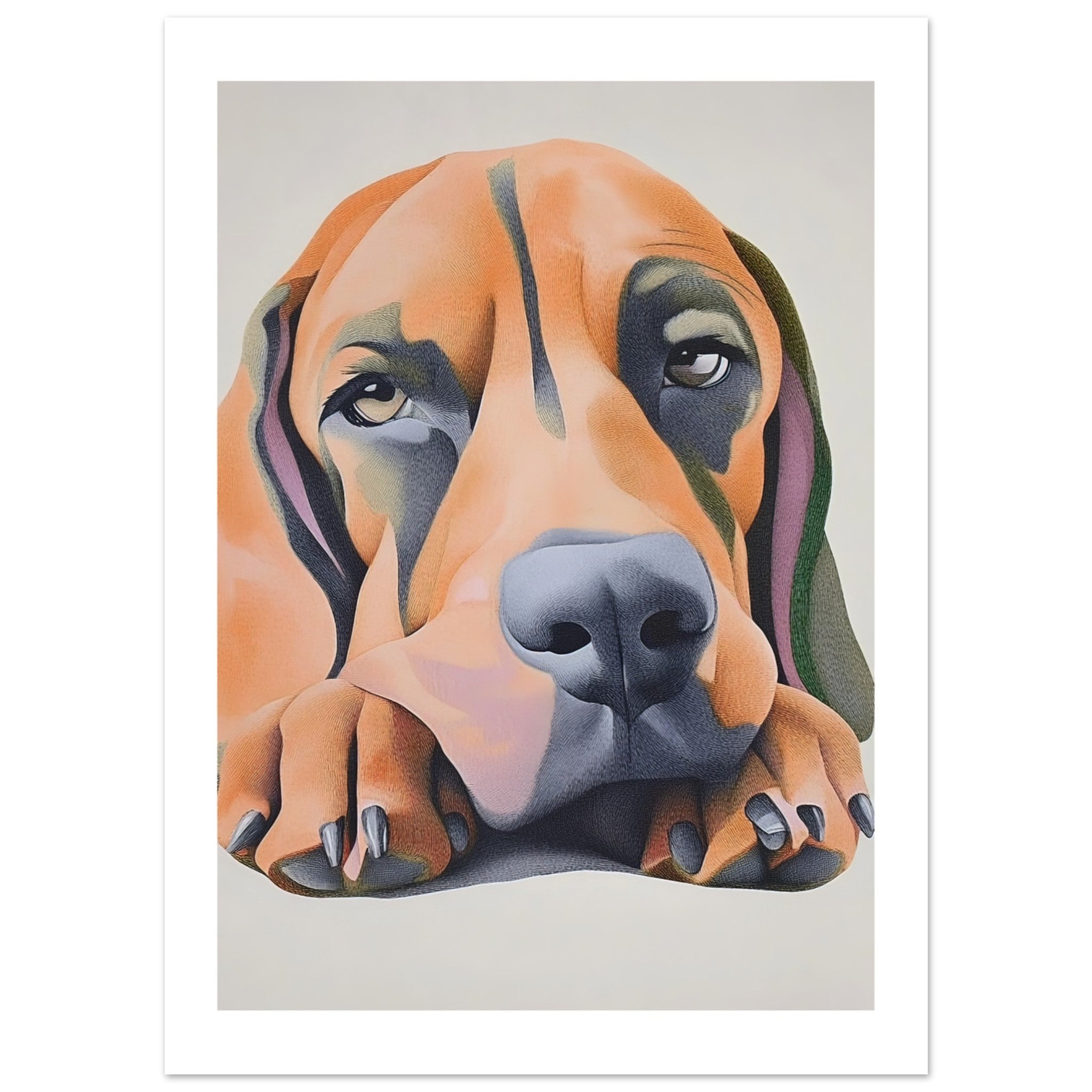 Bloodhound Dog Relaxing Pastel Colored